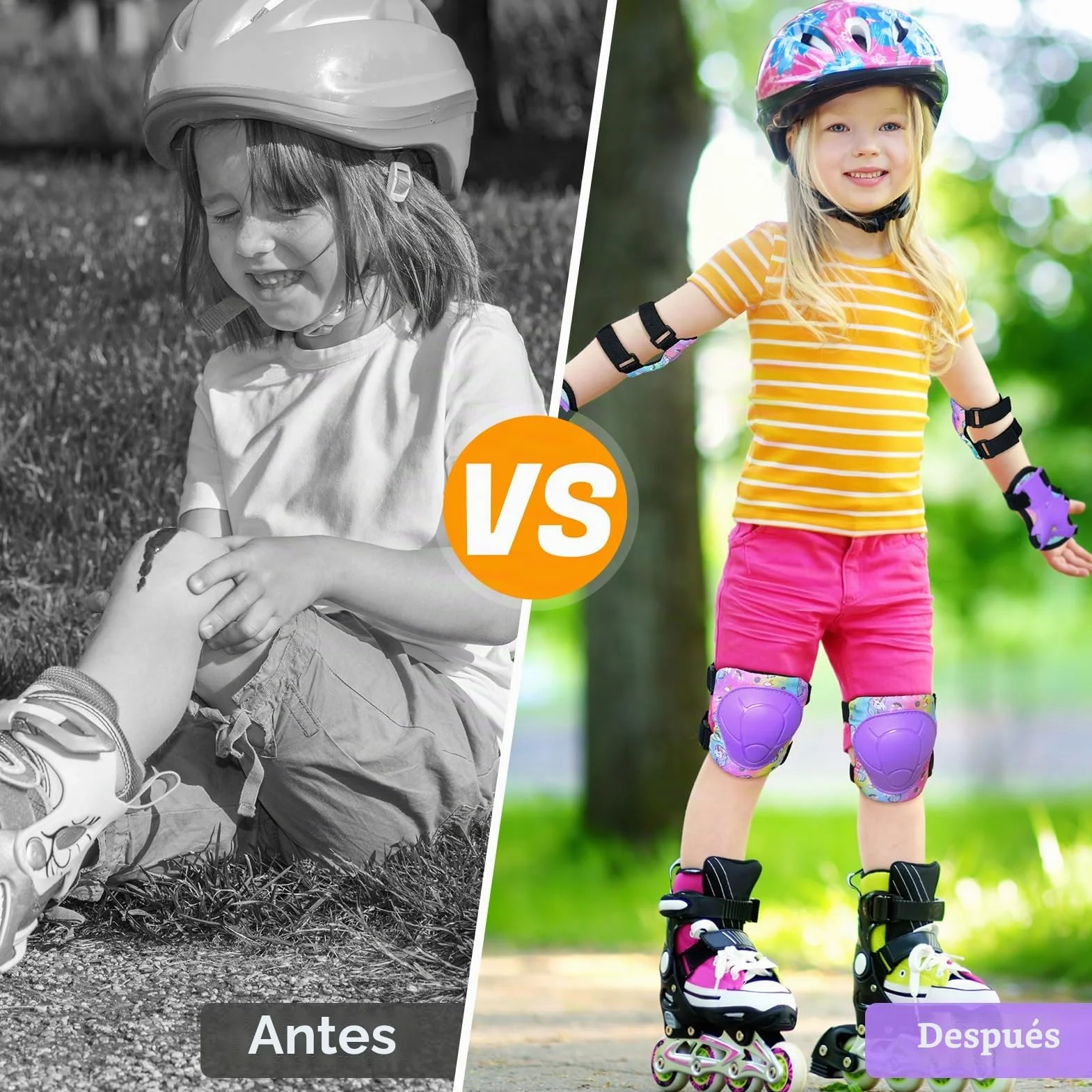 Protecciones Skate Niño Unicorn Castle 6 Piezas Rodilleras Coderas Muñequeras Patines Niña