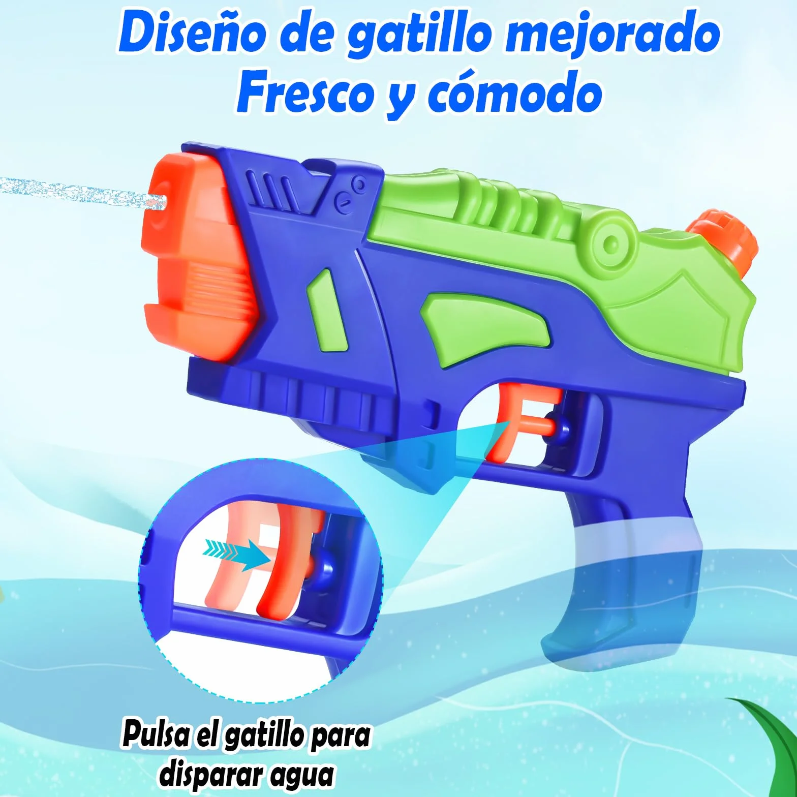 Pistolas de Agua para Niños, Pack de 2, Juguetes de Verano al Aire Libre con Gatillo
