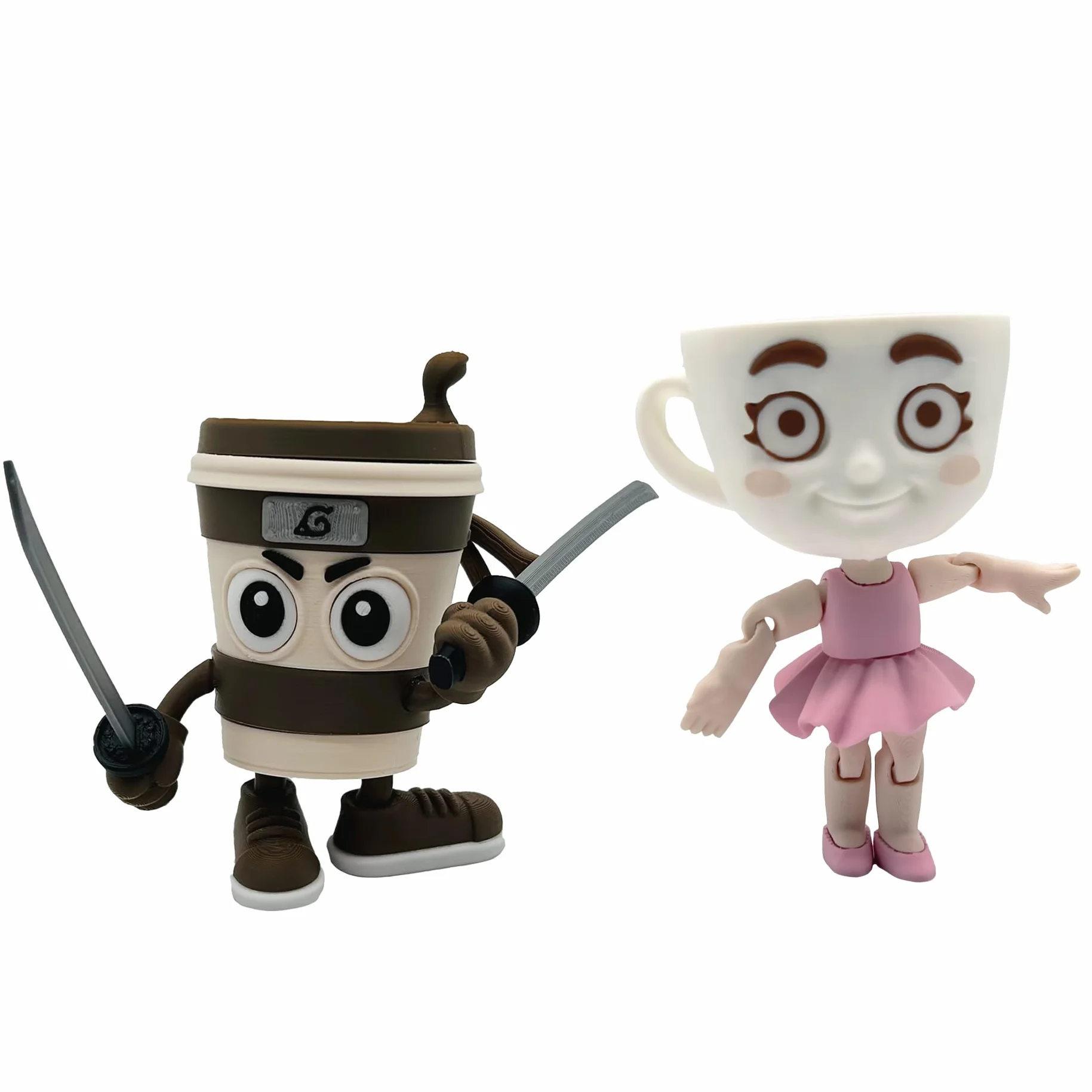 Genérico Pack Capuccino Assassino y Ballerina Capuchina - Brainrot Italian Memes – Incluye la Pareja de Figuras articuladas Capuchino Asesino y Bailarina Capuchina – Pareja de Memes Coleccionable