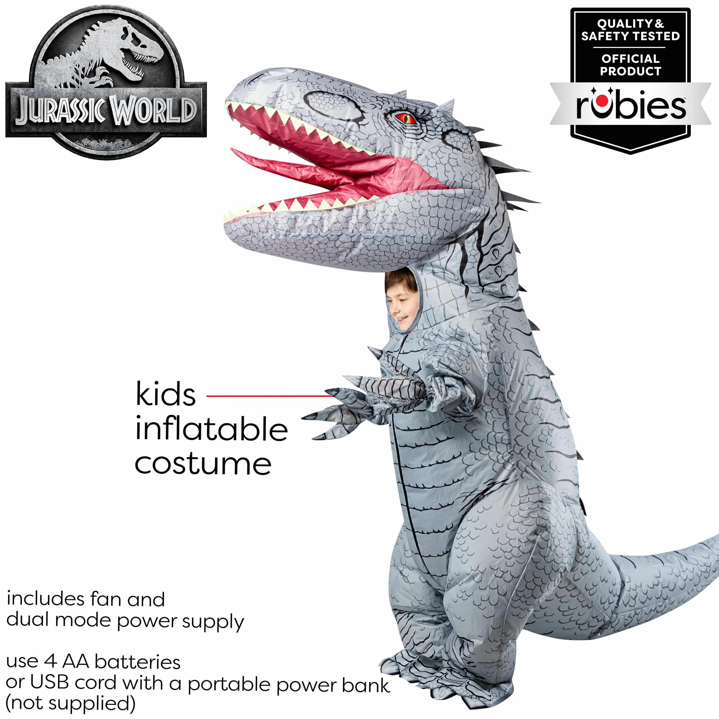 Rubies Fun - Disfraz inflable de Indominus Rex para niños con ventilador alimentado por pilas, talla única
