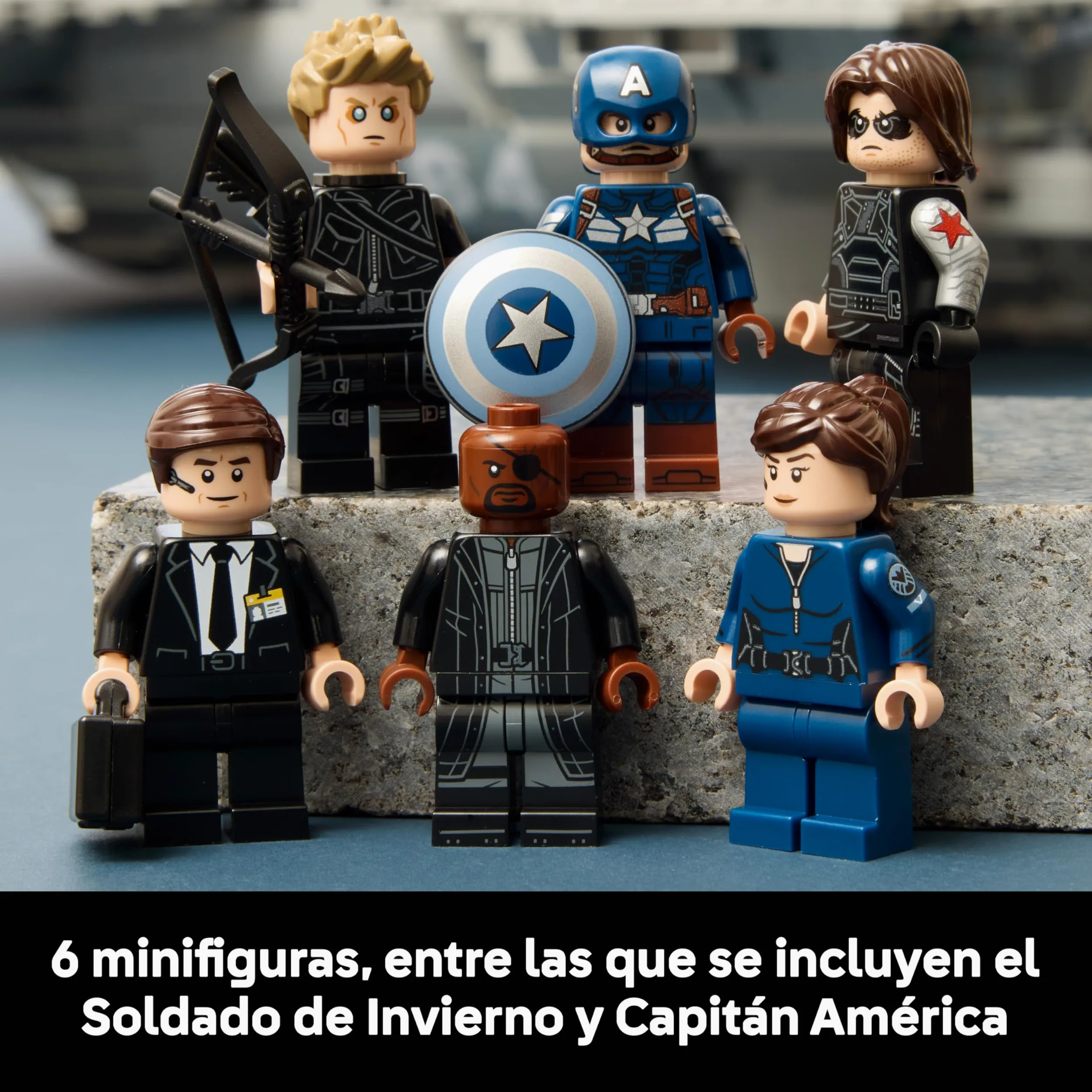 LEGO | Marvel Helitransporte de S.H.I.E.L.D. – Kit de Construcción para Adultos de Portaaviones – 6 Minifiguras inc. Capitán América y Nick Furia – Decoración para la Estantería - Idea de Regalo 76354