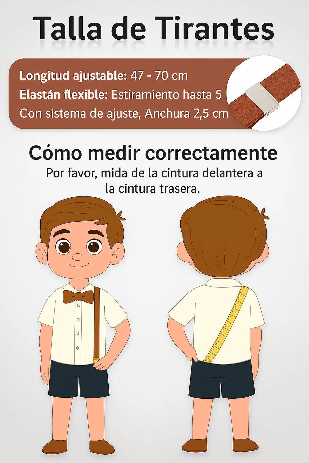 Conjunto infantil tirantes pajarita ajustable 90-125 cm niños niñas