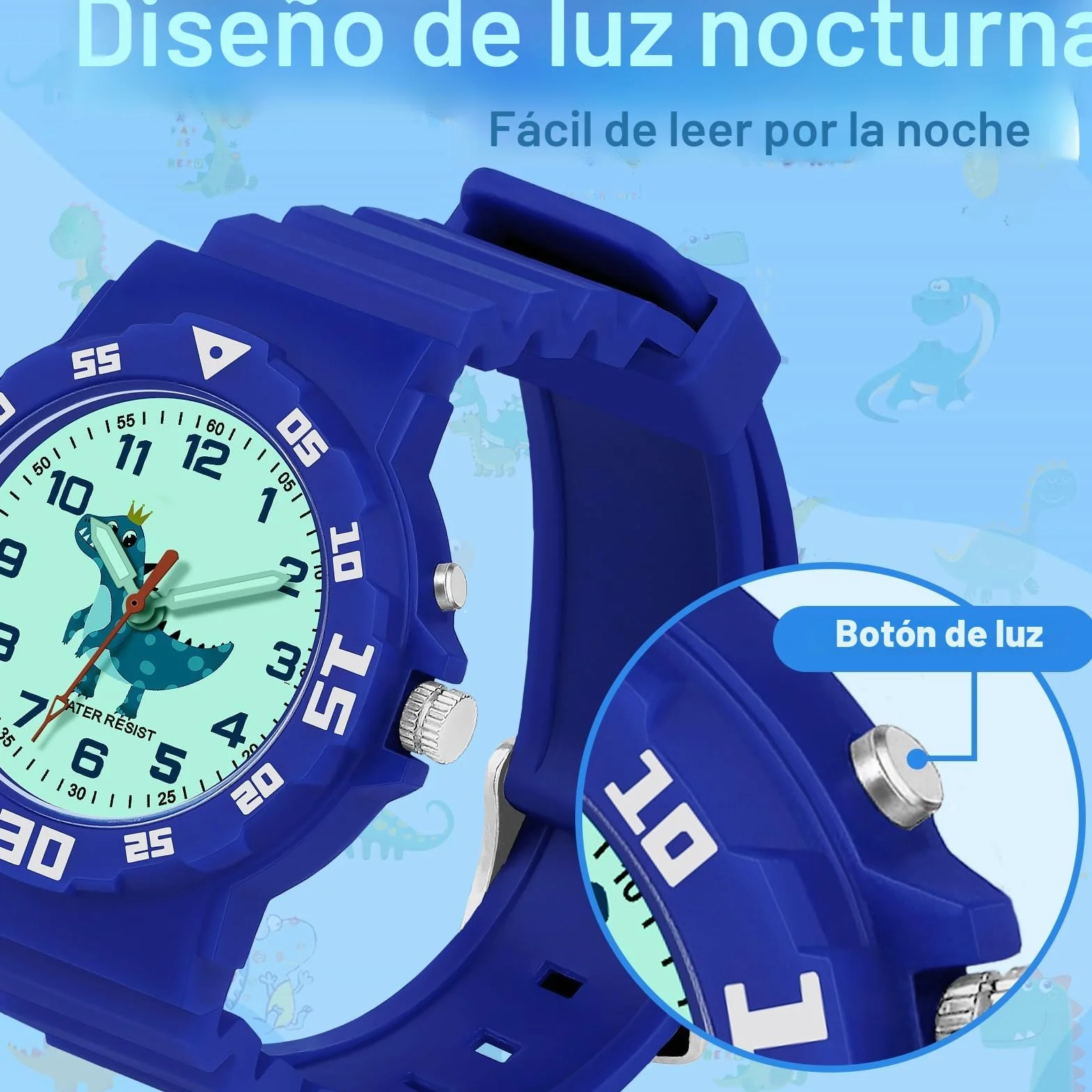 Reloj de Pulsera para Niños Analógico 30M Resistente al Agua Luz Nocturna 4-12 Años