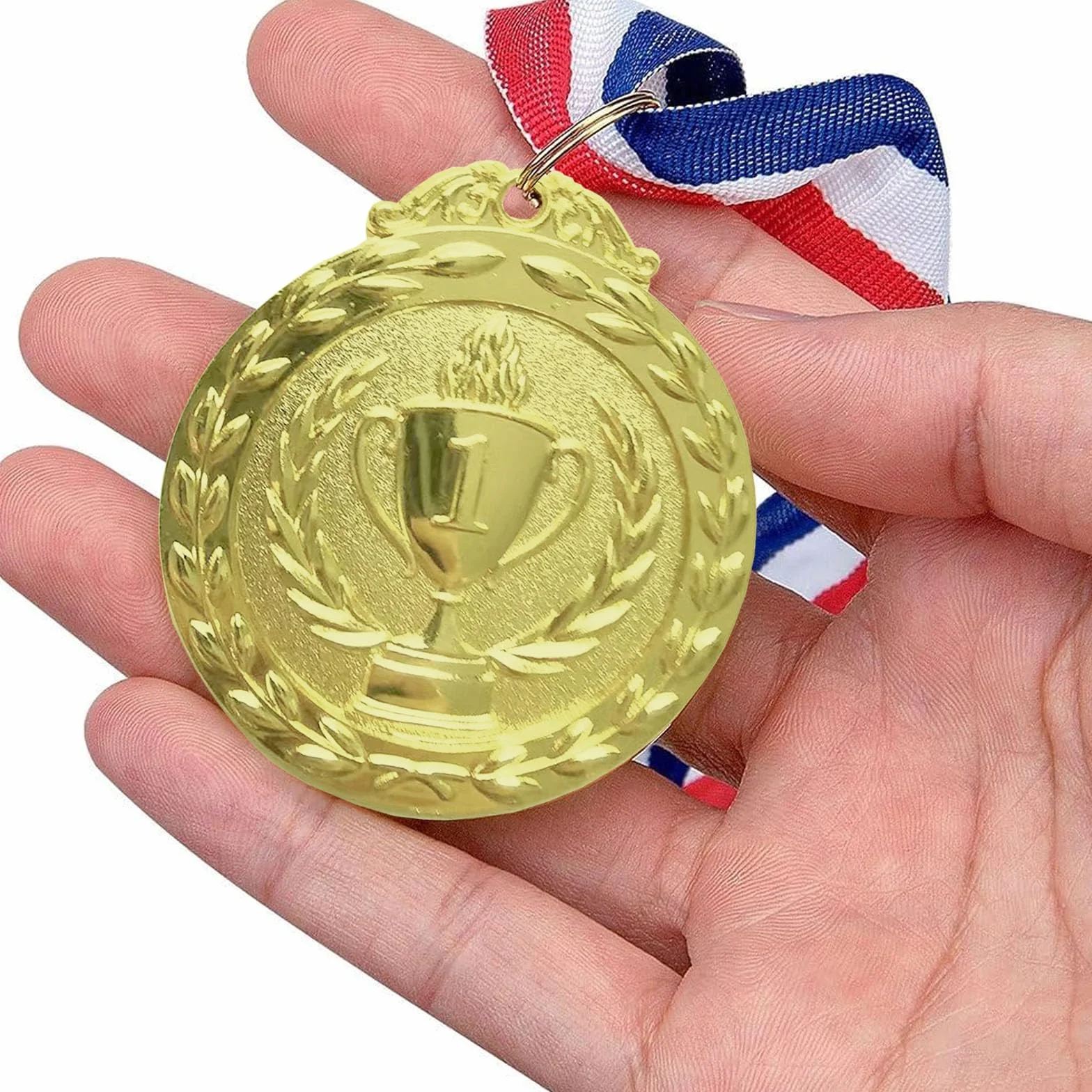 Medallas de premio bronce plateado dorado con cintas para el cuello, paquete de 12 para niños competiciones fiestas deportes