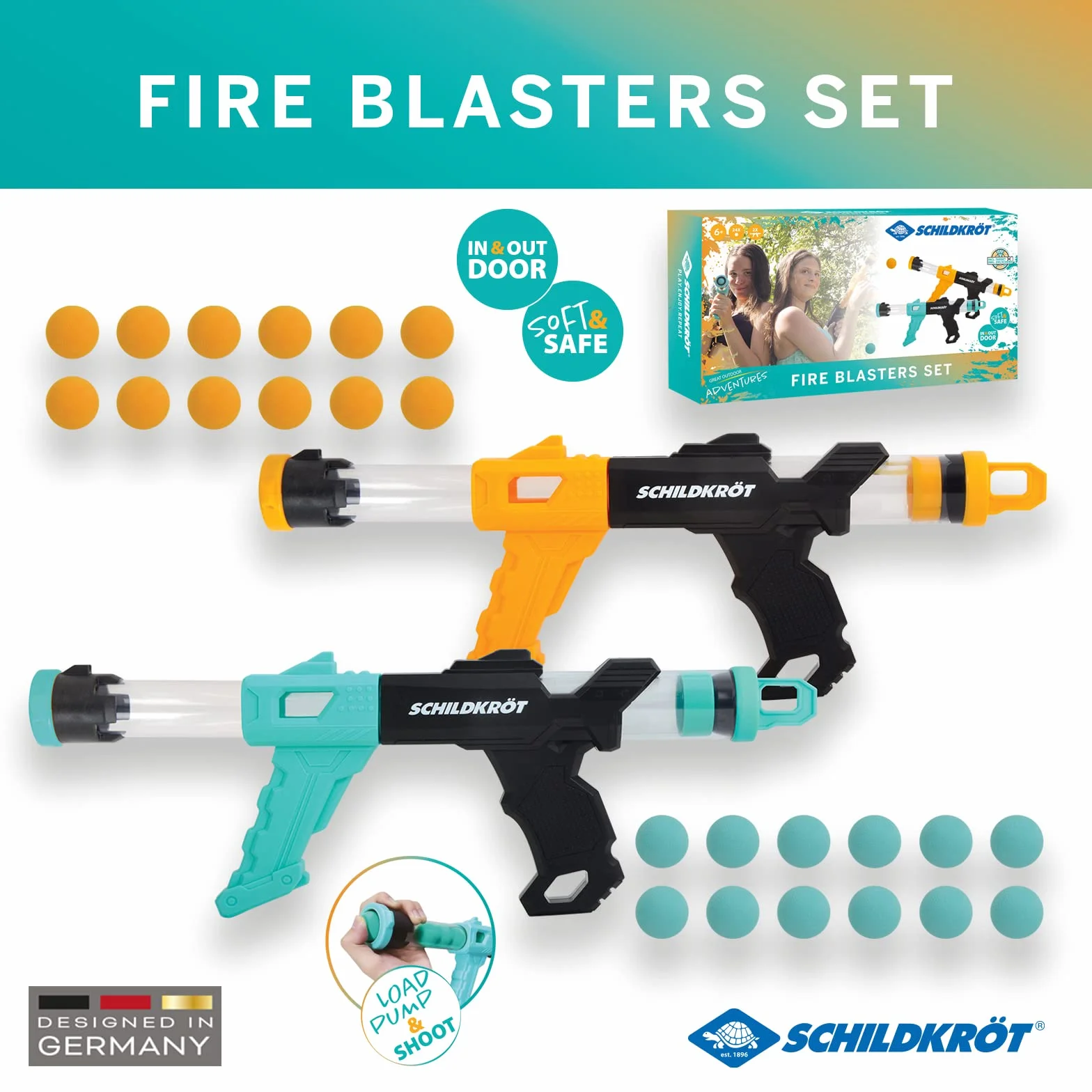 Schildkröt Pistolas de Agua para Niños | Set de 2 Pulverizadores Compactos | Diversión Interior y Exterior | Alcance de hasta 7 m | para Verano y Juegos al Aire Libre