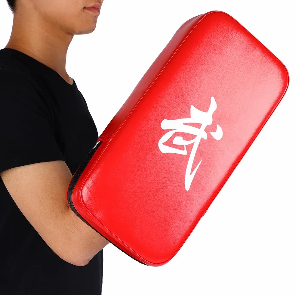 Almohadillas de Boxeo de Cuero PU para Muay Thai MMA Artes Marciales Entrenamiento (Rojo)