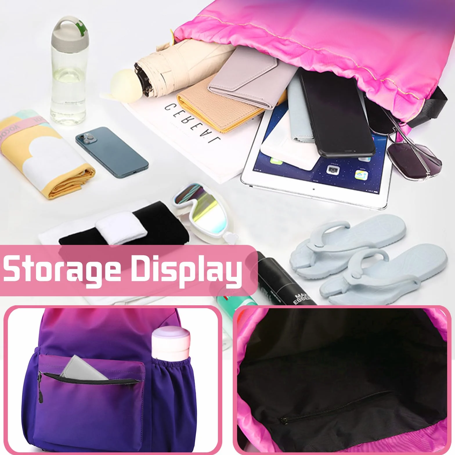 Mochila Cuerdas Impermeable Gran Capacidad para Mujer Hombre Yoga Deporte Viaje