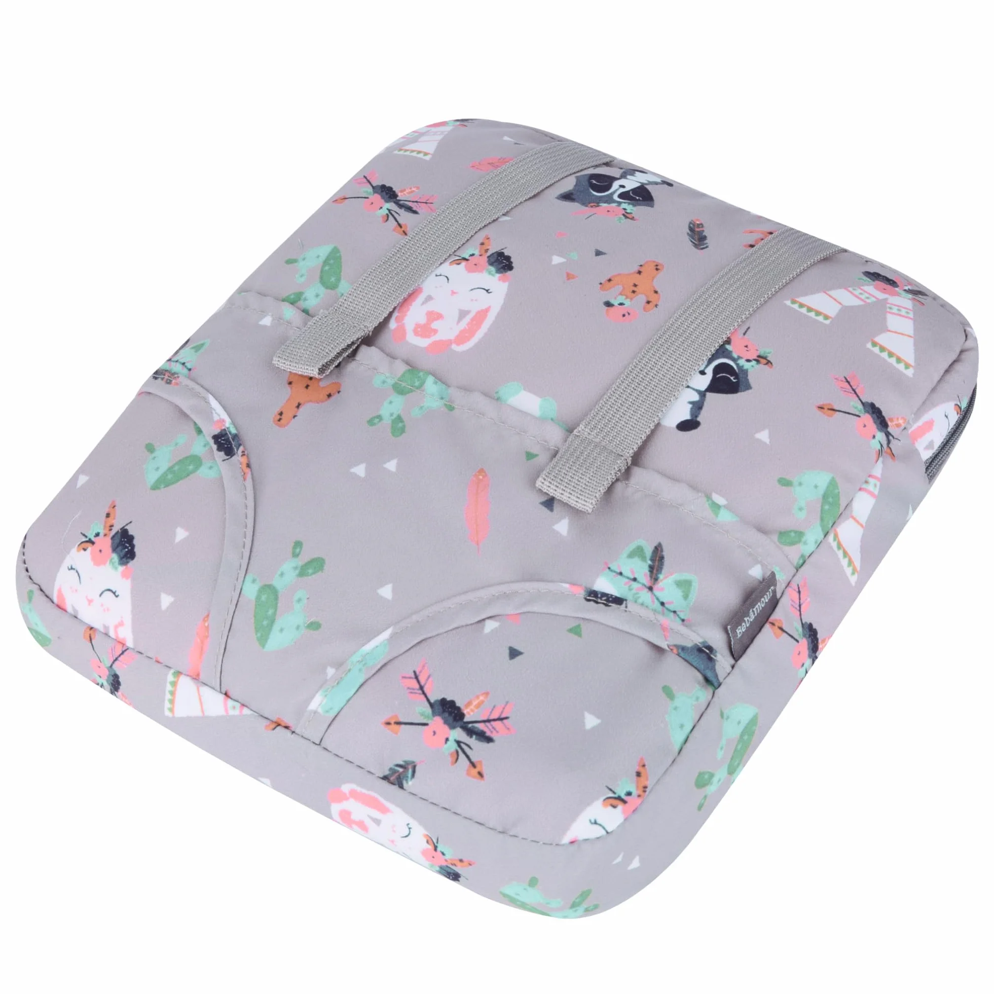 Bebamour mochila porta muñecas 100% algodón infantil Gris Animales