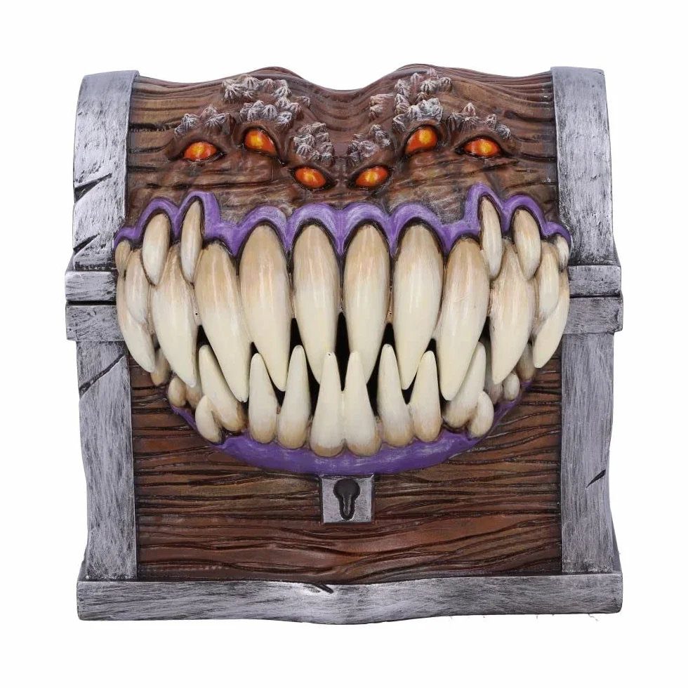 Nemesis Now Dungeons & Dragons - Caja de Almacenamiento de Dados de imitación, 11,3 cm, Resina, marrón, Producto Oficial de D&D, Caja de Dados de Personajes Mimic, fundida en la Mejor Resina, Pintada