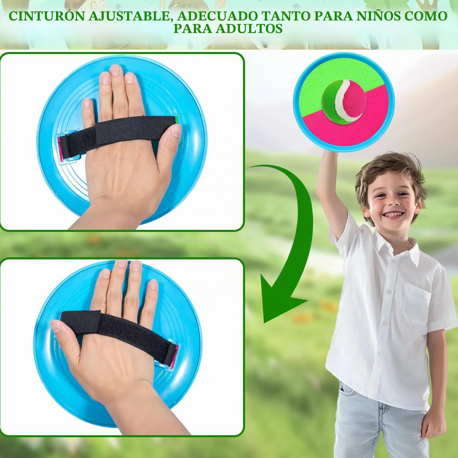 Juguetes Playa Juego de Bola y Lanzamiento Adecuado para niños de 3 4 5 6 años Ligero Klettballspiel Lanzamiento Pelota Juegos niño Adulto con 4 Raquetas 4 Pelotas Adecuado para Jardines