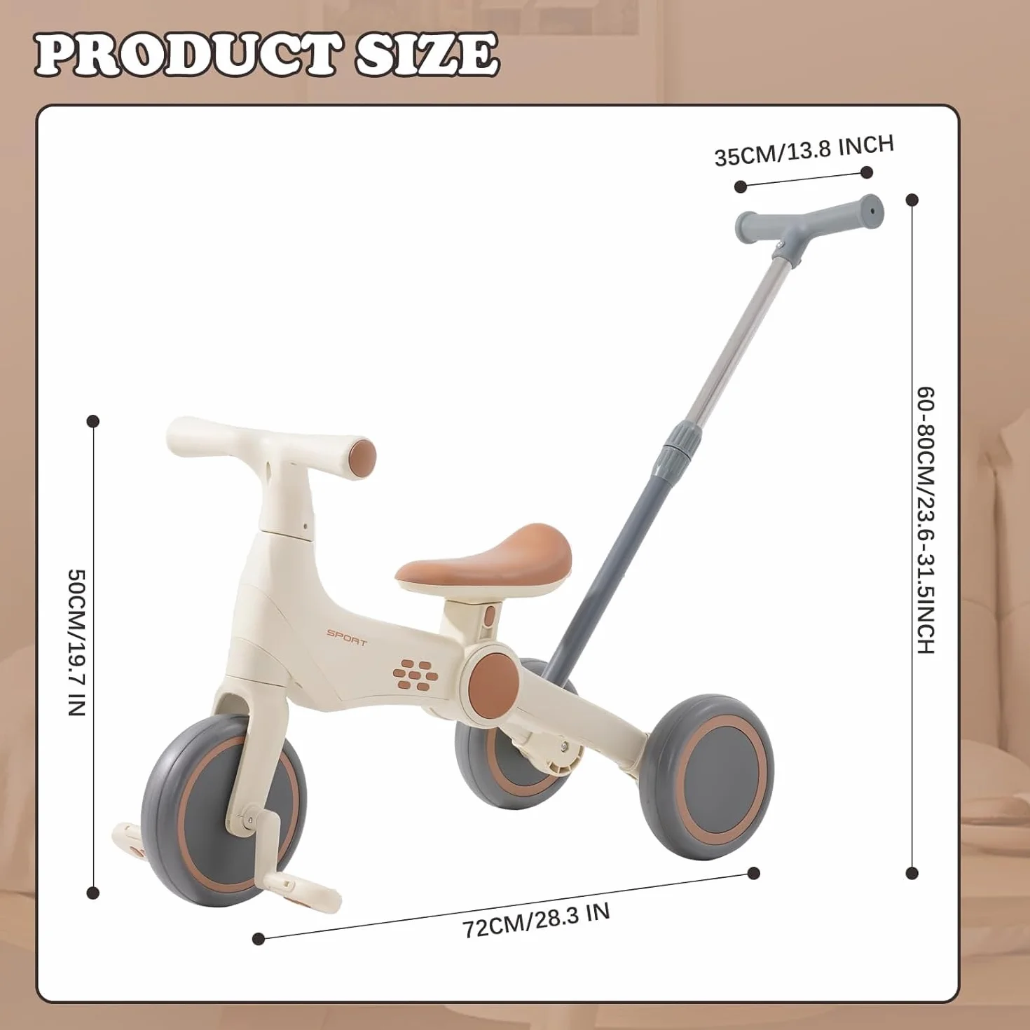 Triciclos para Niños,4 en 1 Una Bici Multifunción,Triciclo,Bicicleta,Carro de Equilibrio,Caminante con Pedales Desmontables, Adecuado para niños de 12-24 Meses