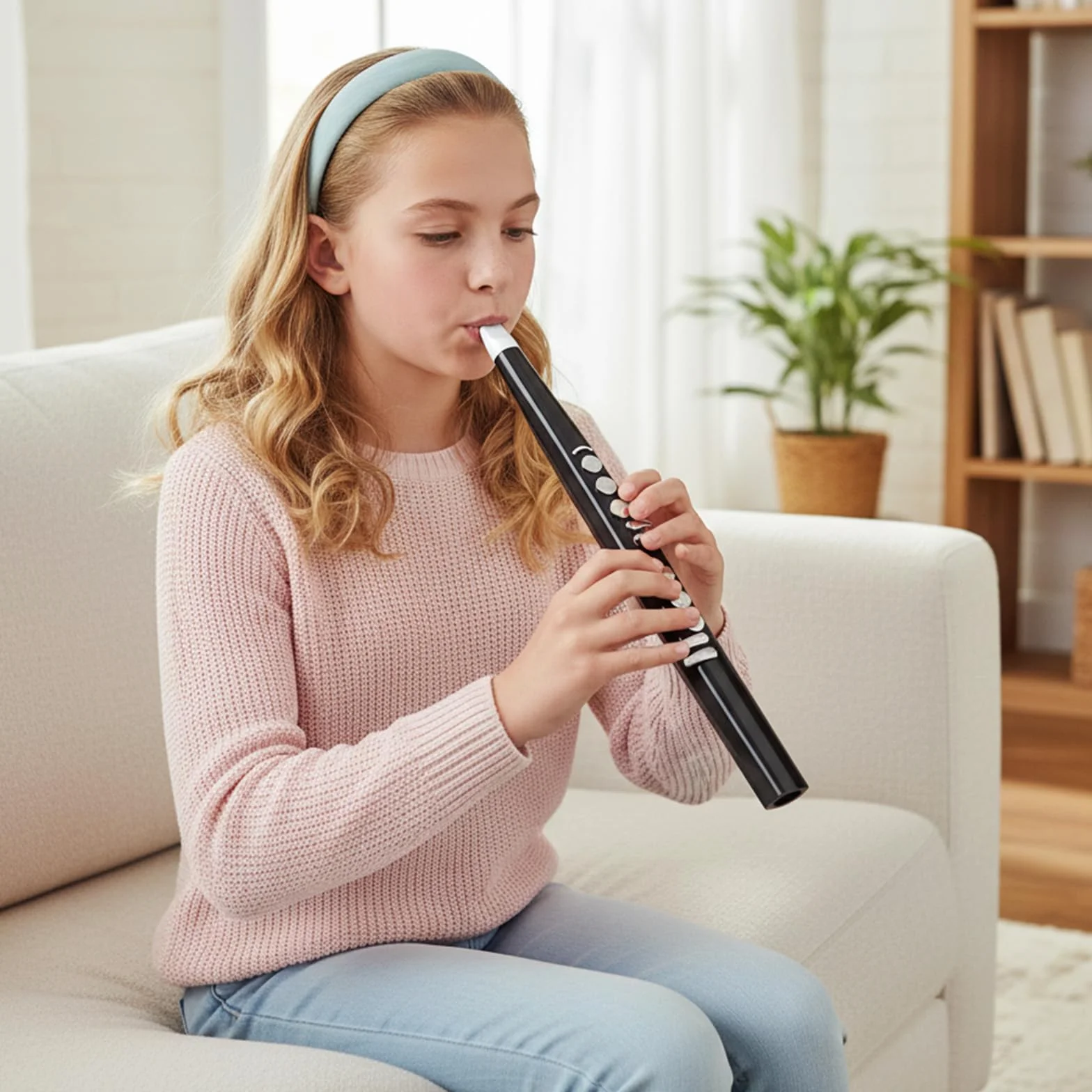 KOMFOTTEU Saxofón Electrónico Digital 13 Tonos 2 Dedos USB MIDI Recargable Portátil