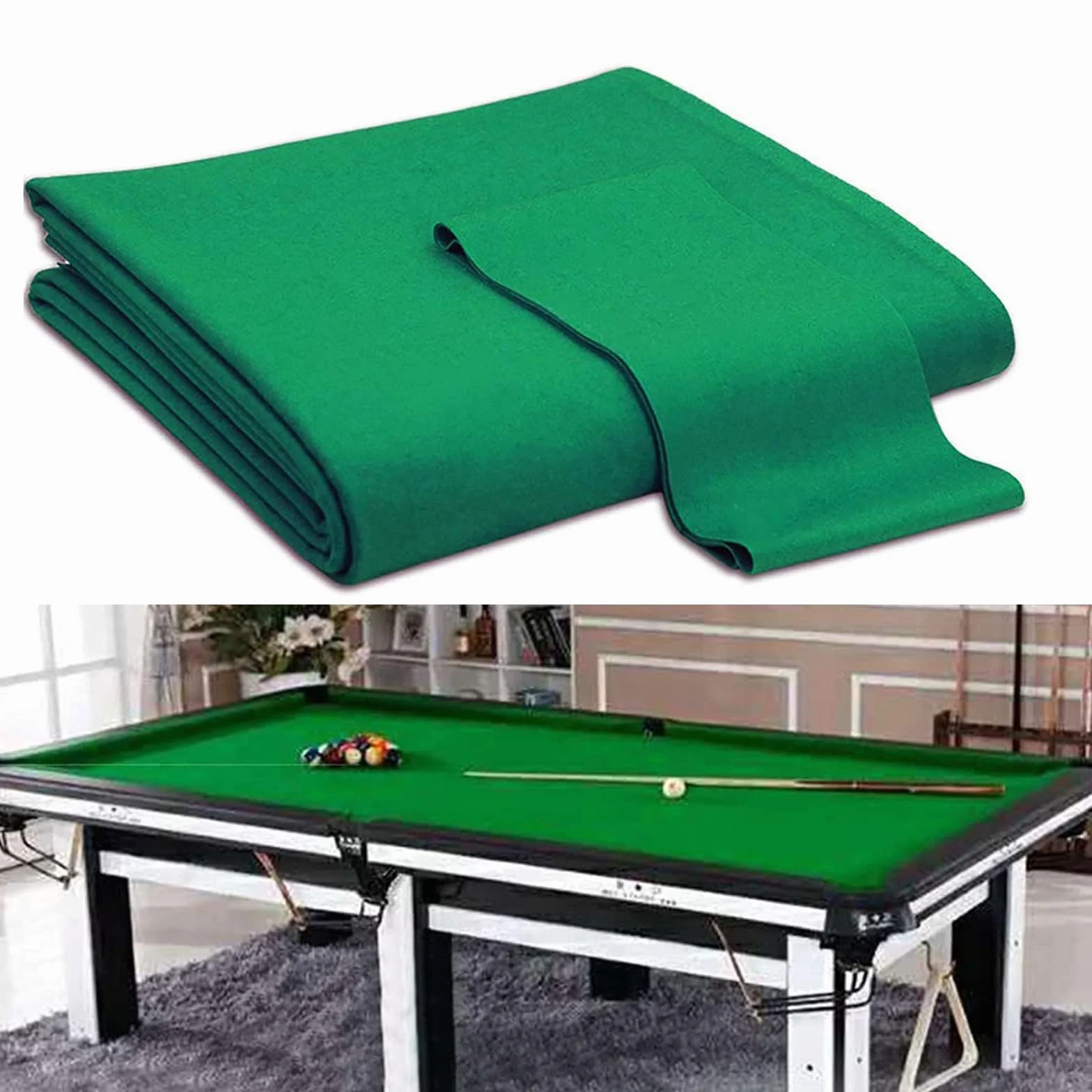 UYSELA Paño de Billar 9ft/2.75m Verde, Tela de Fieltro para Mesa de Billar Estándar 7/8/9 Pies