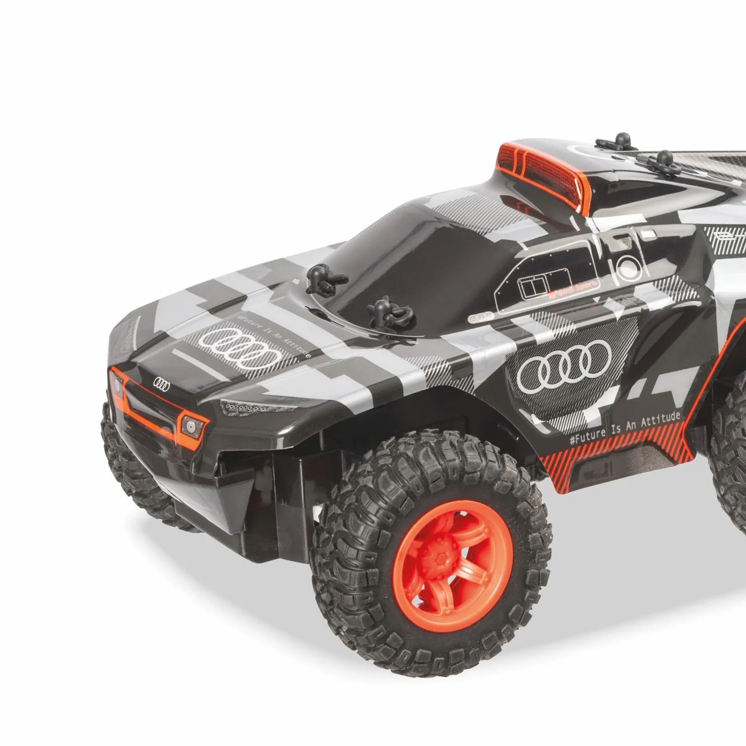 Mondo Motors Audi Q Etron París Dakar, Modelo a Escala 1:24, hasta 8 Km/h de Velocidad, Coche de Juguete para niños 63820, Color Gris