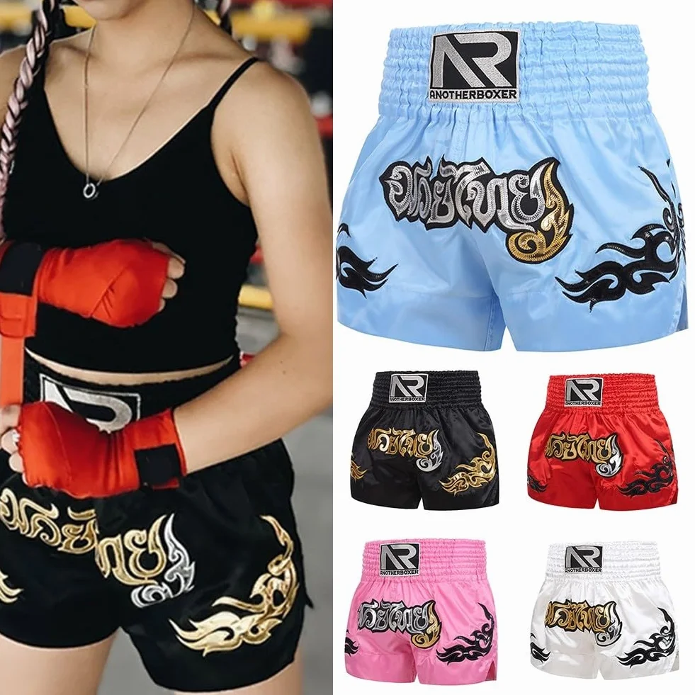 Pantalones cortos de boxeo unisex para artes marciales mixtas Muay Thai entrenamiento adultos