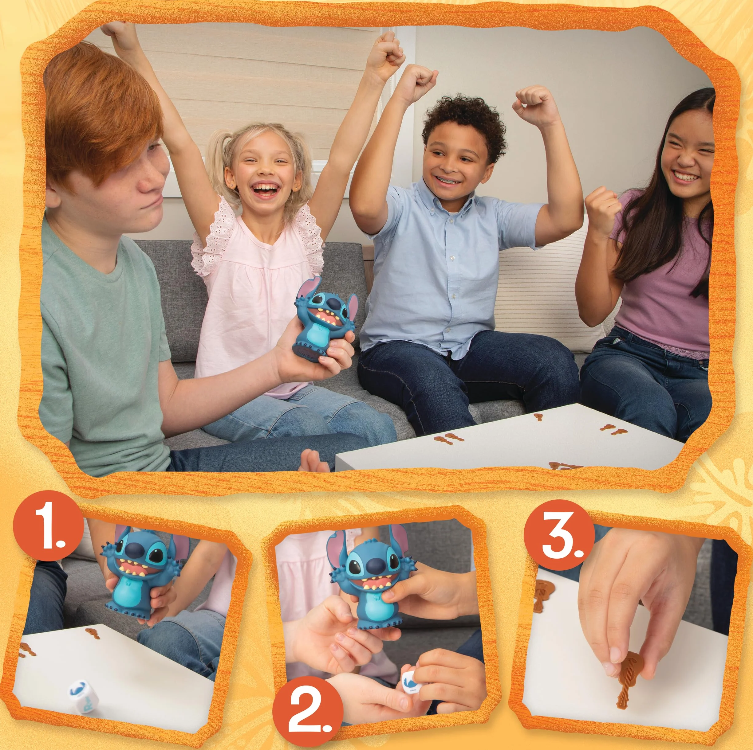 Goliath – Disney Laughing STITCH Game – Juego de Mesa Divertido para Niños 6+ Años – Velocidad & Reflejos – Stitch Electrónico con Sonidos, Dado y Fichas – Para Familia– 2+ Jugadores – Pilas Incluidas