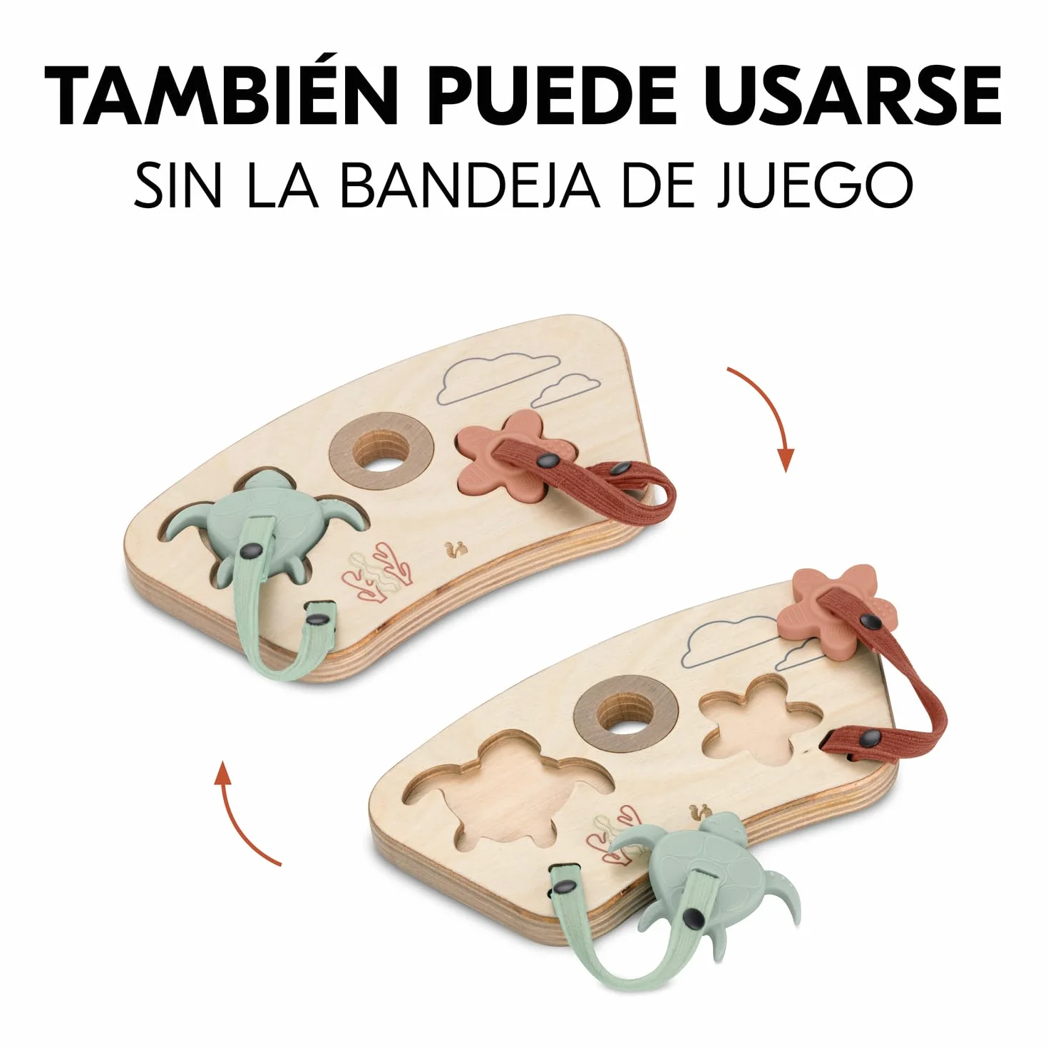 hauck Juego Encajables Bebé para Alpha+, Beta+ y Arketa - Puzzle para Niños de Madera y Silicona Alimentaria - Estimula Coordinación Mano-ojo - Juguetes desde 10 Meses - Turtle & Flower