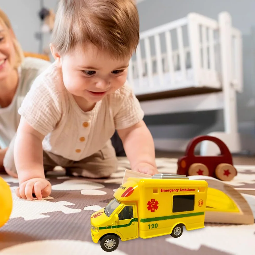 Juguete de Ambulancia de Emergencia, Educativos Metálico Mini Coches de Juguete, Regalo para Niños y Niñas Coche de Juguete para Niños a Partir de 3 Años 12.8 X 5.5 X 6.8 cm