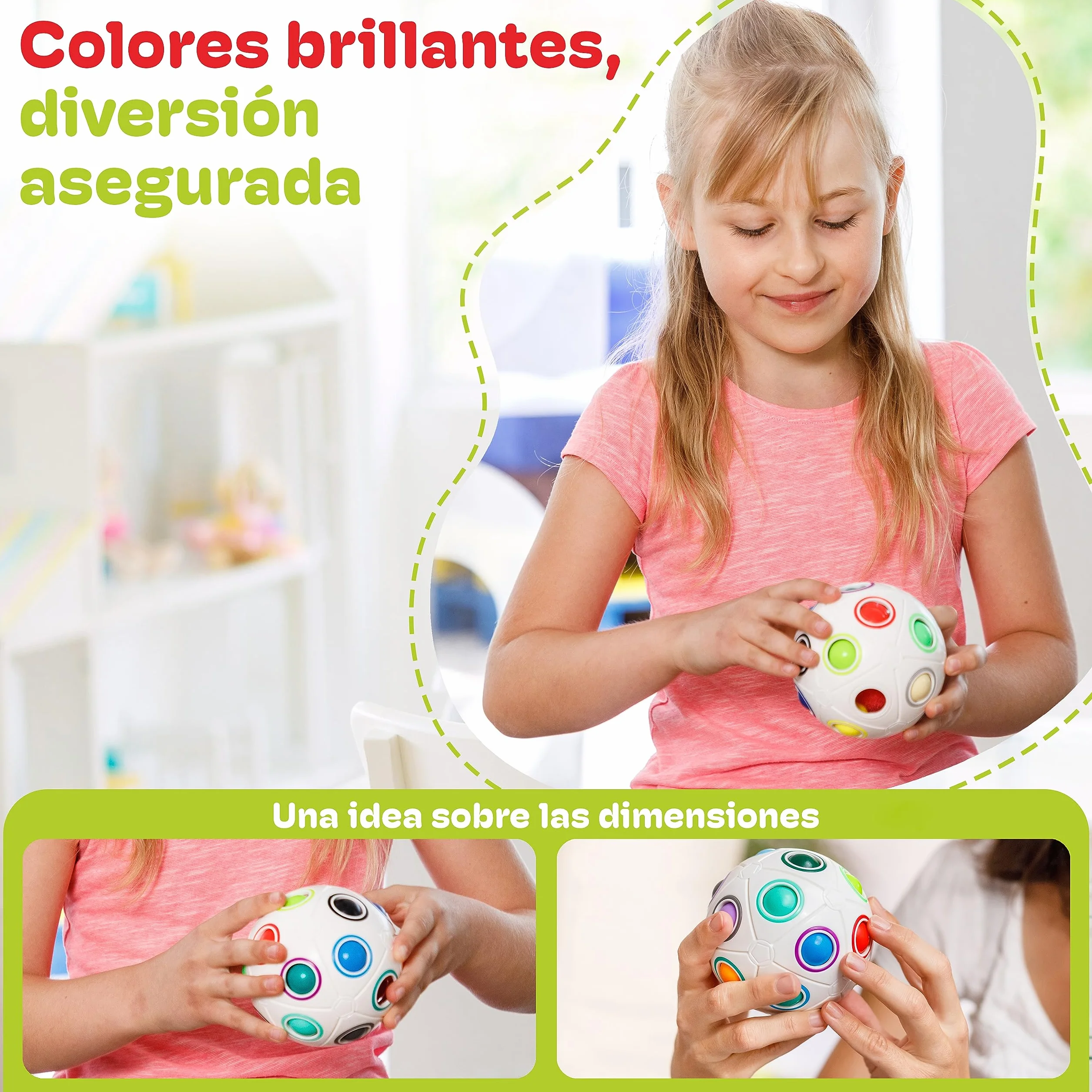 CUBIDI® Bola Mágica Arcoíris Grande Puzzle 3D. Rompecabezas Niños Ideal También como Rompecabezas Adultos. Juguetes Antiestres Adultos y Perfectos como Regalo Niña 6 Años y Niño.