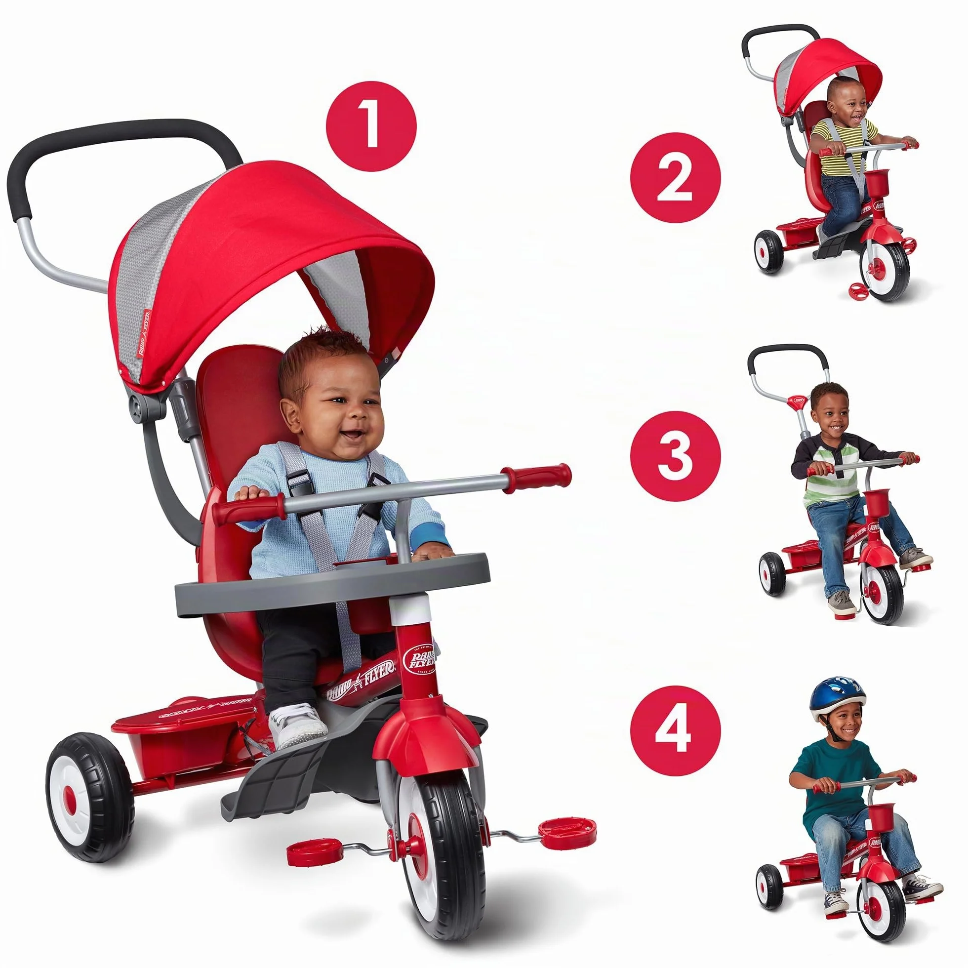Radio Flyer Triciclo Stroll 'N 4 en 1 para niños de 9 meses a 5 años