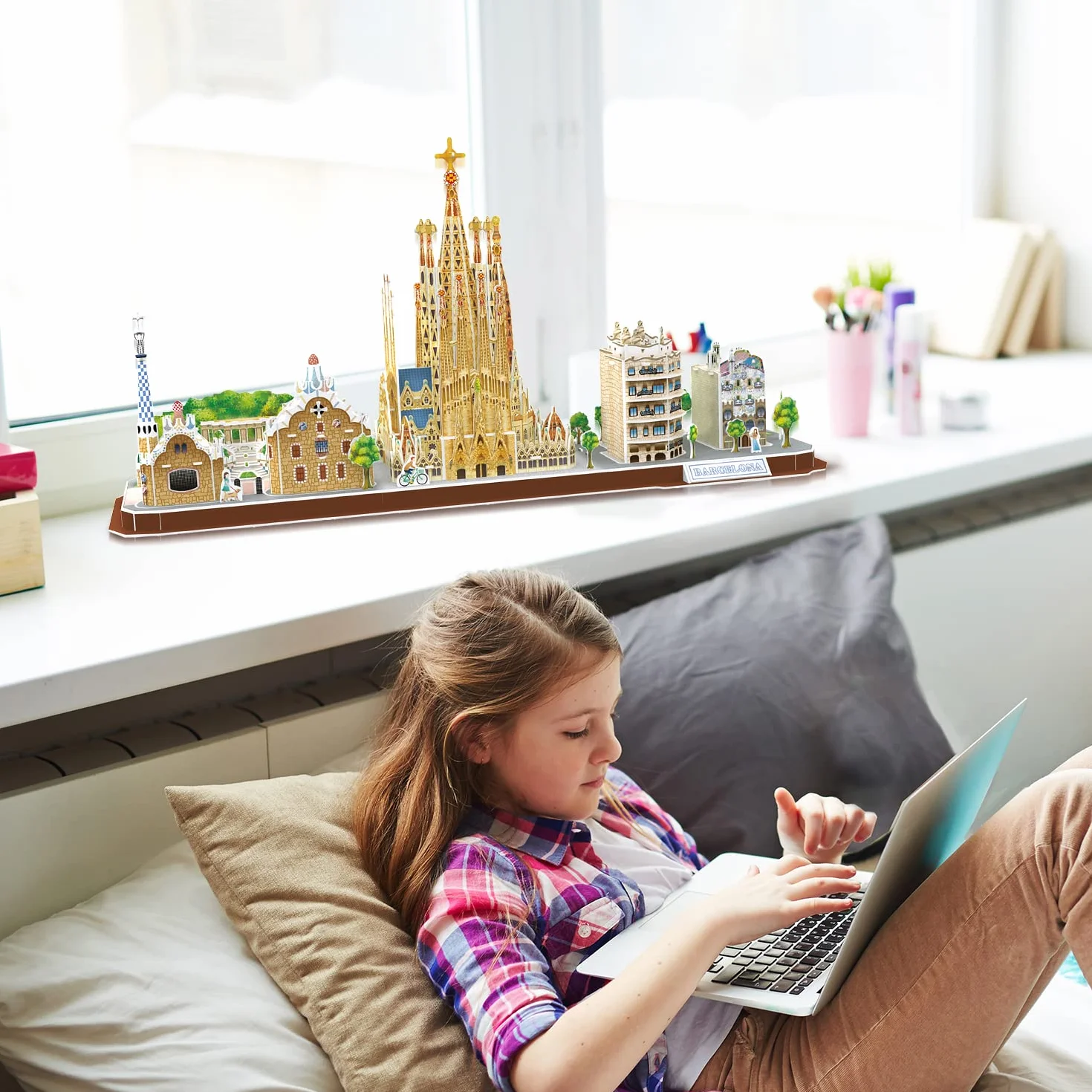 Puzzle 3D - Barcelona Cityline | Puzzle 3D Niños Y Adultos | Maquetas para Montar Y Construir | Puzzles 3D | Maquetas para Construir Adultos Y Niños | 186 Piezas | Regalo Niño 8 Años