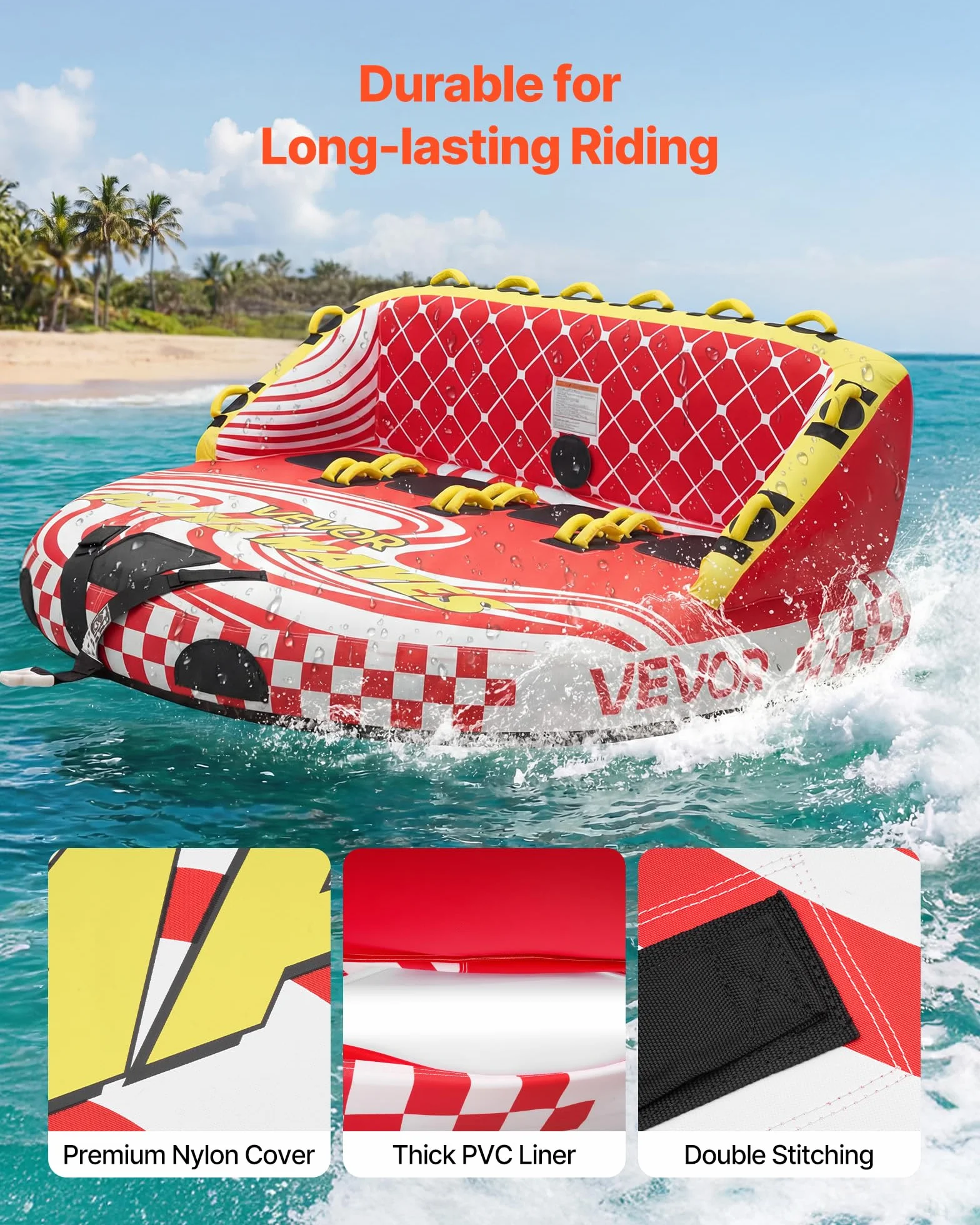 VEVOR Flotador de Arrastre Inflable 4 Personas 219x206 cm 308 kg para Deportes Acuáticos