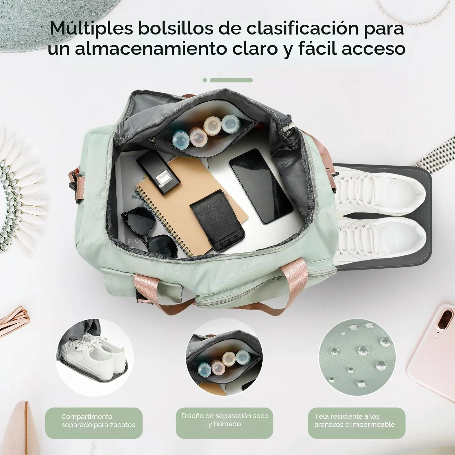 Cozary Bolsa Deporte Hombre Mujer - Tela Oxford Impermeable - Bolsa de Gimnasio 3 en 1