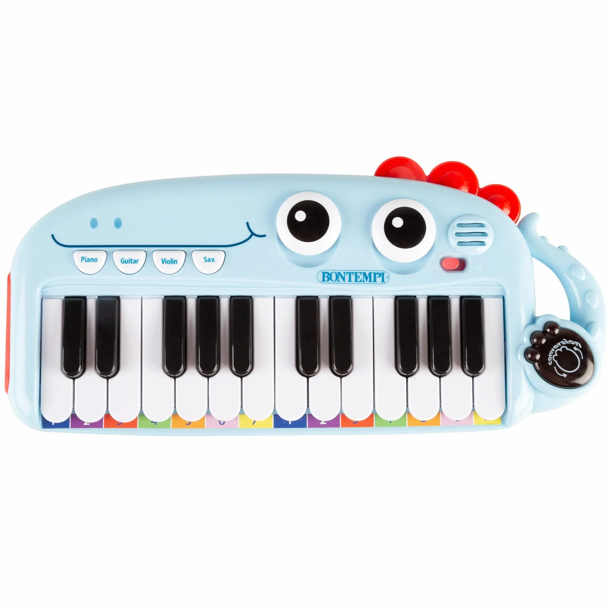 ColorBaby Bontempi Piano Infantil electrónico 24 Teclas con Luces, Sonidos, Melodías, Botones y diseño Seguro con Carita Sonriente, para iniciar a los más pequeños en la música Desde 18 Meses (39213)