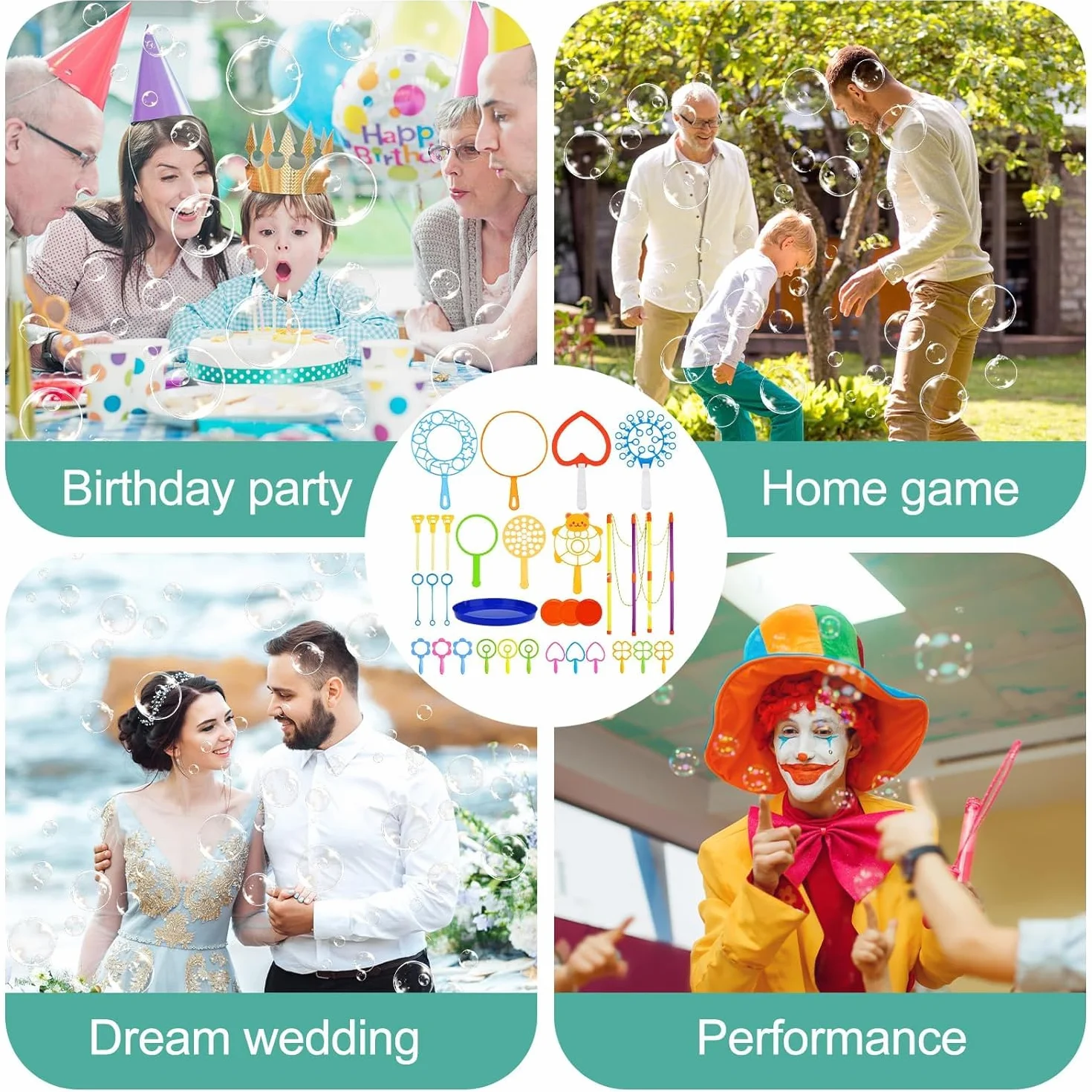 31 Piezas Kit de Pompas de Jabon,Juego de Burbujas de Jabón,Juego de Pompas de Jabón para Niños,Maquina de Burbujas para Juegos al Aire Libre para Niños, Playa, Picnic, Fiestas, Cumpleaños