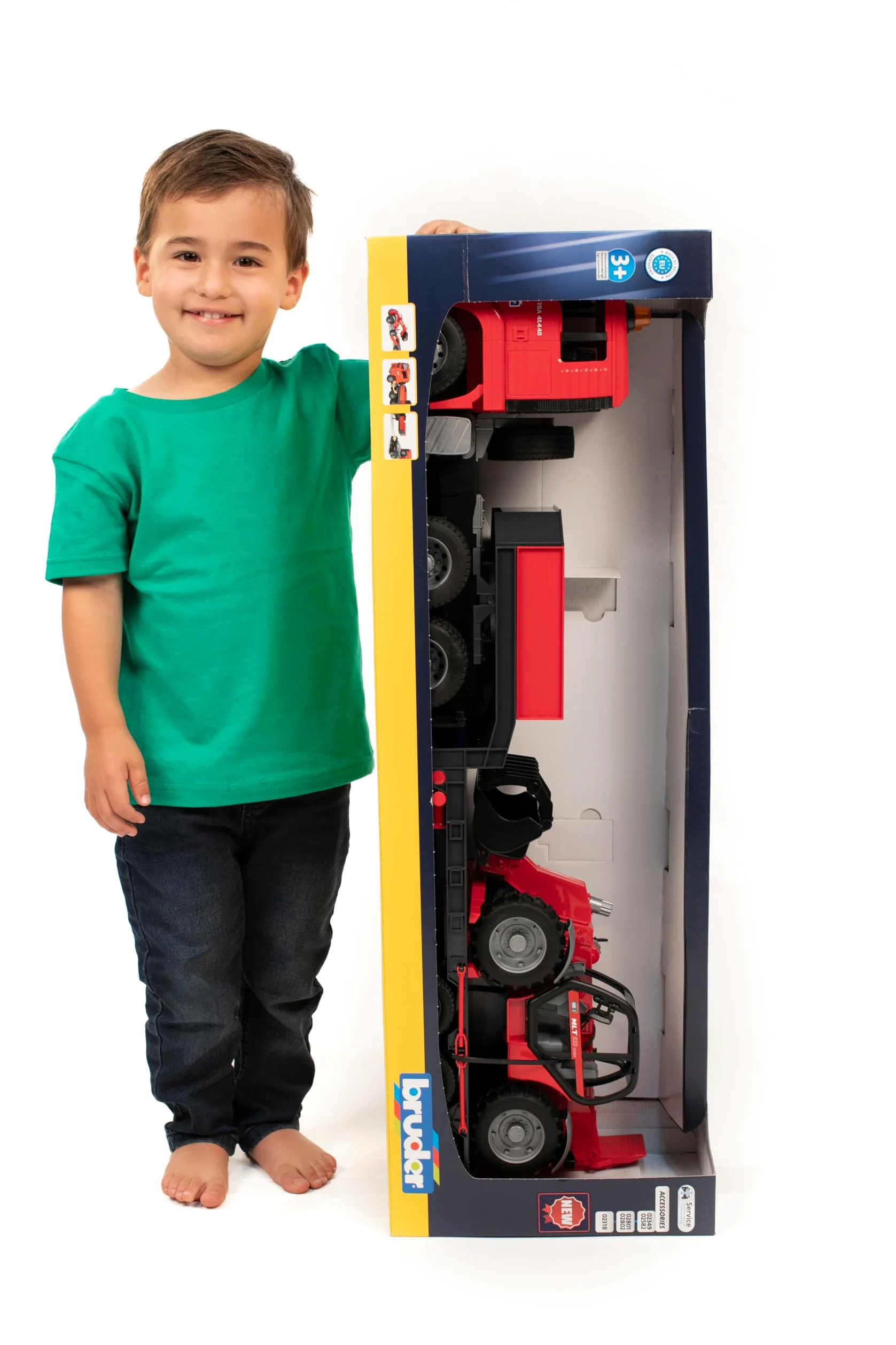 Bruder 02774 - Man TGA con Plataforma Baja y Cargador telescópico Manitou | Camión con pala cargadora, camión, set de vehículos, juguete a partir de 3 años, escala 1:16