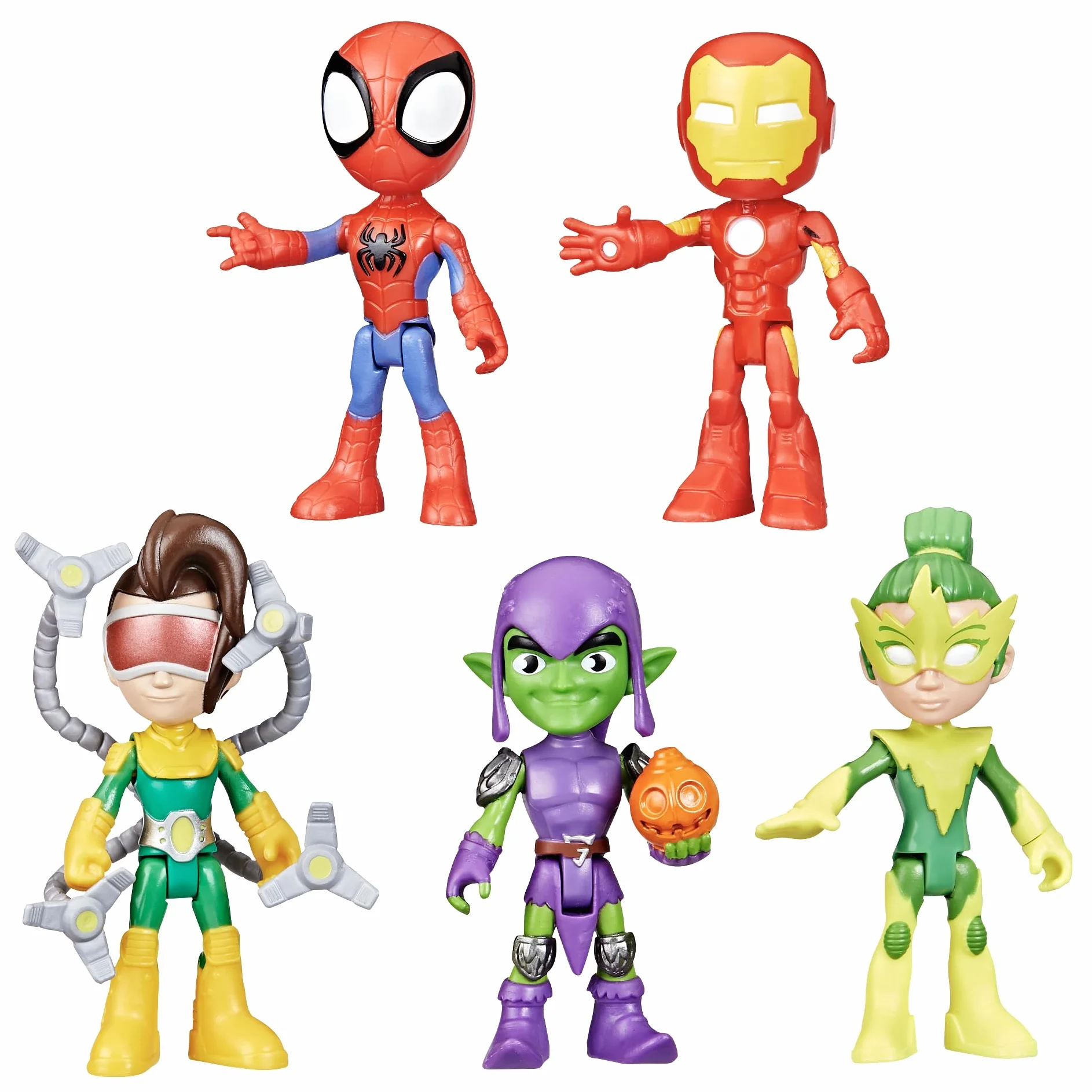 Hasbro Spidey and His Amazing Friends Pack de Amigos y Enemigos, 5 Figuras de Acción de 10 cm, Juguete de Superhéroes para Niños de 3 Años o Más