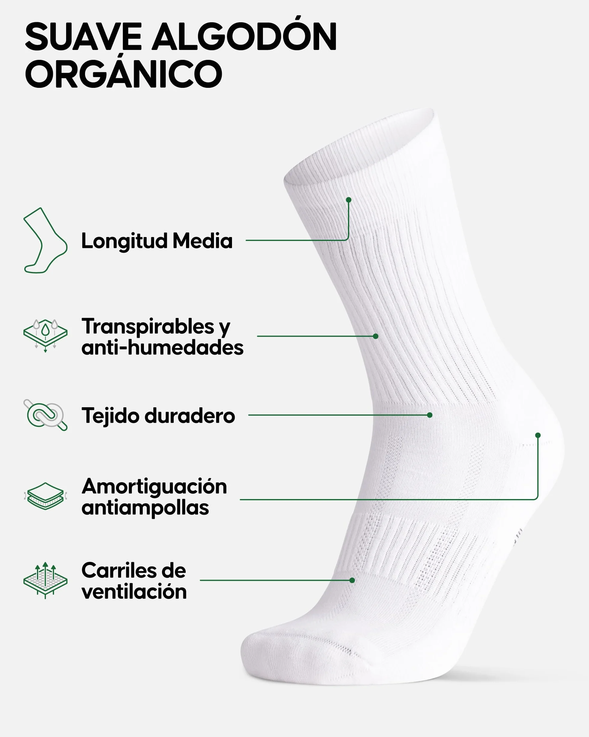 DANISH ENDURANCE Calcetines Deporte Tenis Unisex Altos 3 Pack
