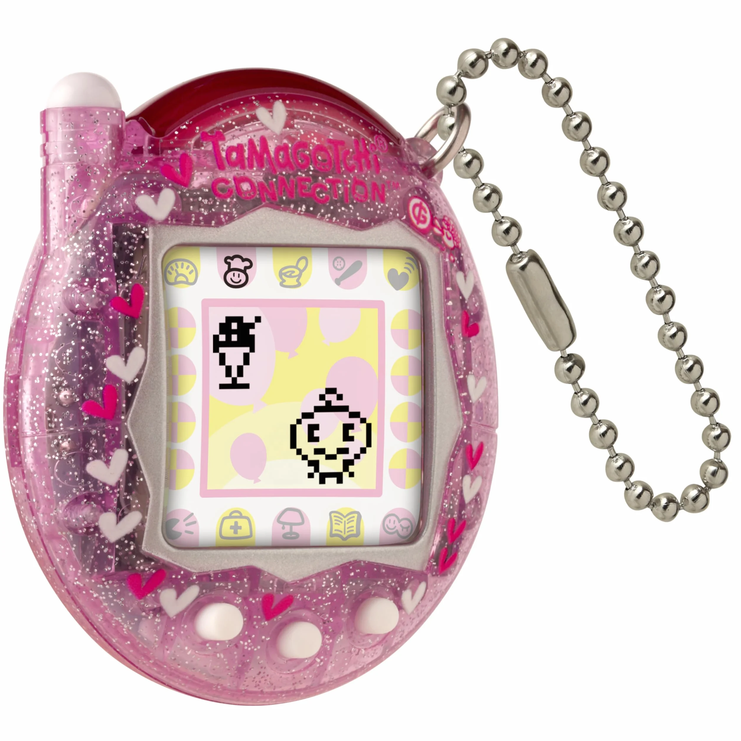 TAMAGOTCHI Bandai Connection Mascota Digital Carcasa Rosa con Purpurina Mascota Virtual Juguete Electrónico Con Conexión Infrarroja Para Diversión Compartida | Juguetes Para Niños Para Niñas Y Niños