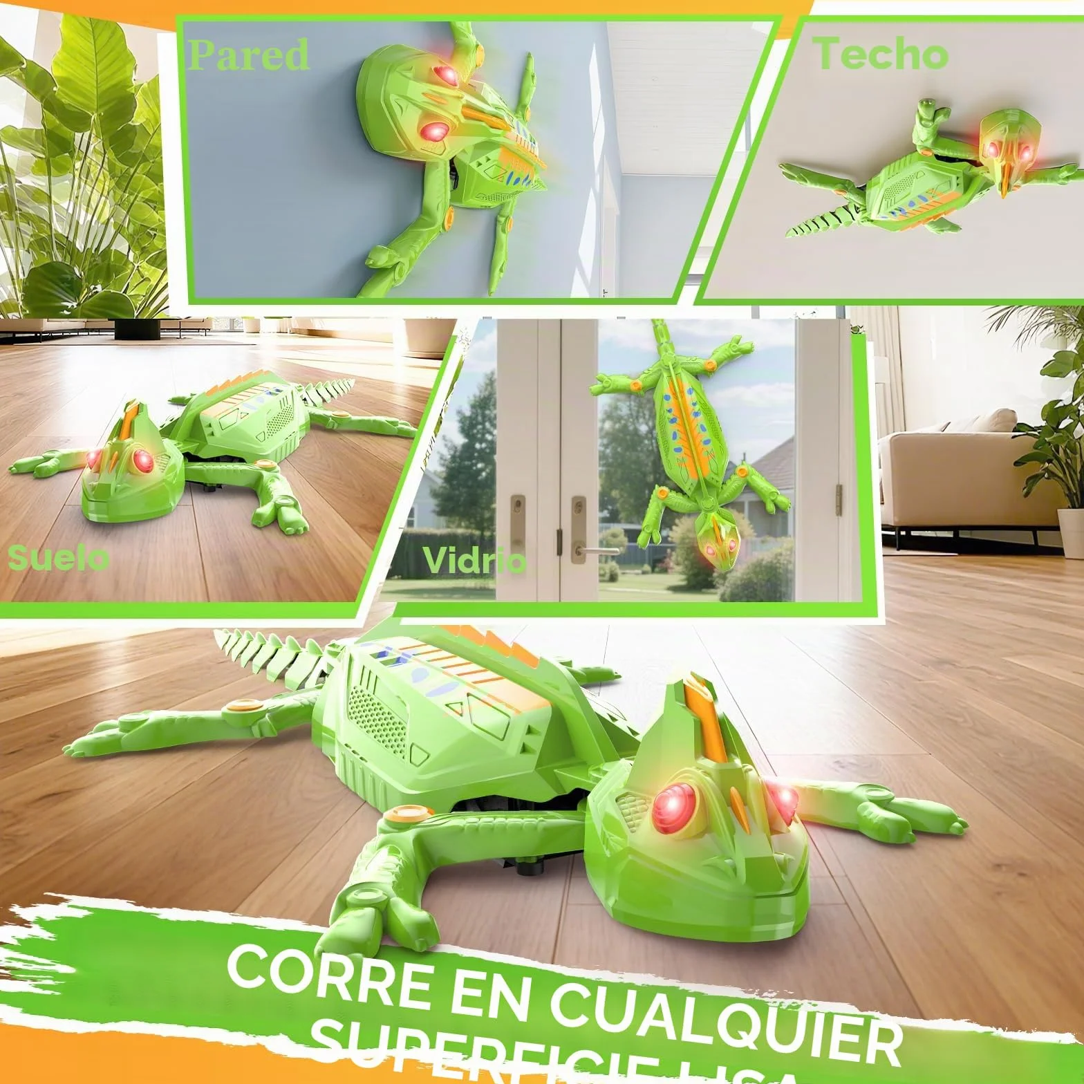 Gerbala Lagarto Teledirigido, Lagarto Robot Juguetes, Arrastrándose por Paredes y Techos, Camaleón Teledirigido con Ojos LED Brillantes, Movimientos Realistas, Regalo para Niños y Niñas 3+ Años