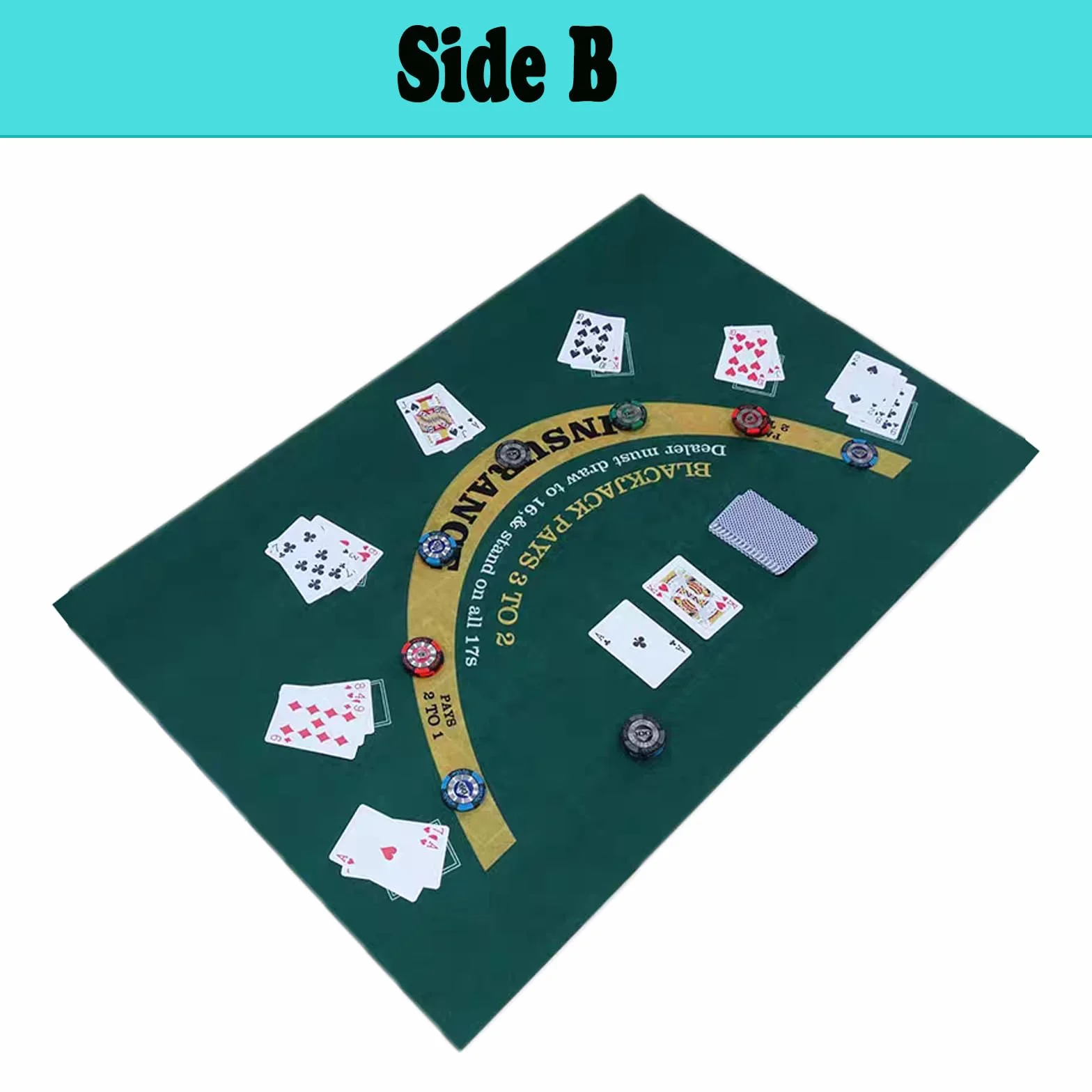 Alfombrilla de póquer para mesa de póquer, alfombrilla de póquer, diseño de doble cara, alfombrilla de fieltro de doble cara, juego de mesa de fieltro, 60 x 90 cm (A)