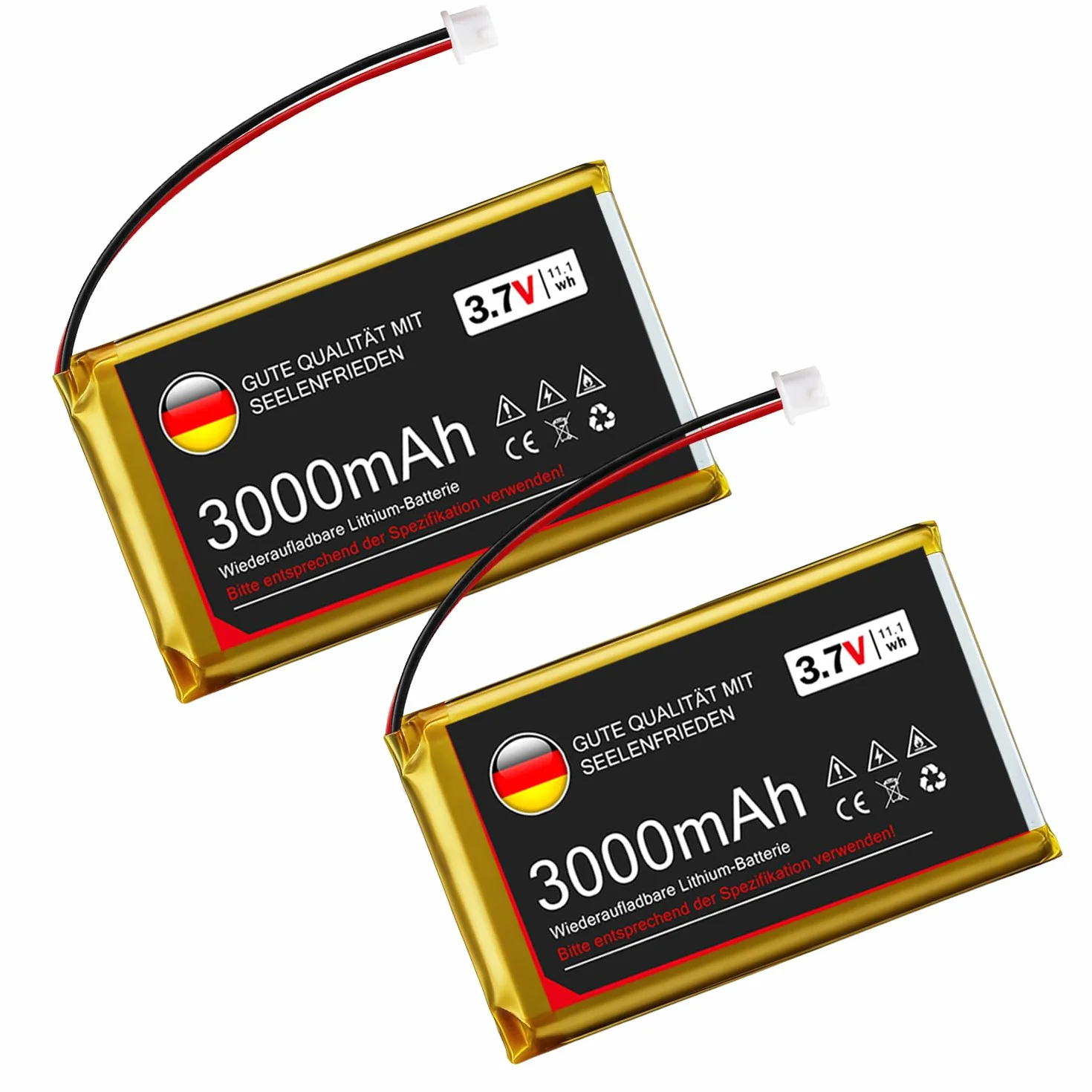 Batería de Litio de 3,7 V y 3000 mAh, 1S, 1C, LiPo con Placa de protección y Conector Micro JST 1.25 para Placa de Desarrollo Arduino Node MCU ESP32 (2 Piezas)