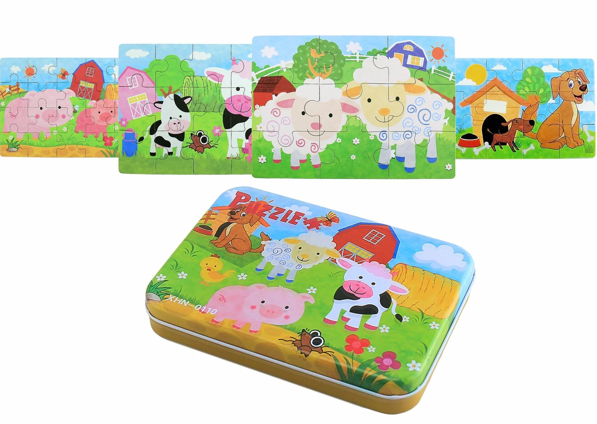 BBLIKE - Puzzle para niños, 4 niveles de dificultad, 9-20 piezas, Juguete educativo para niños y niñas de 3 años + (animales de granja)