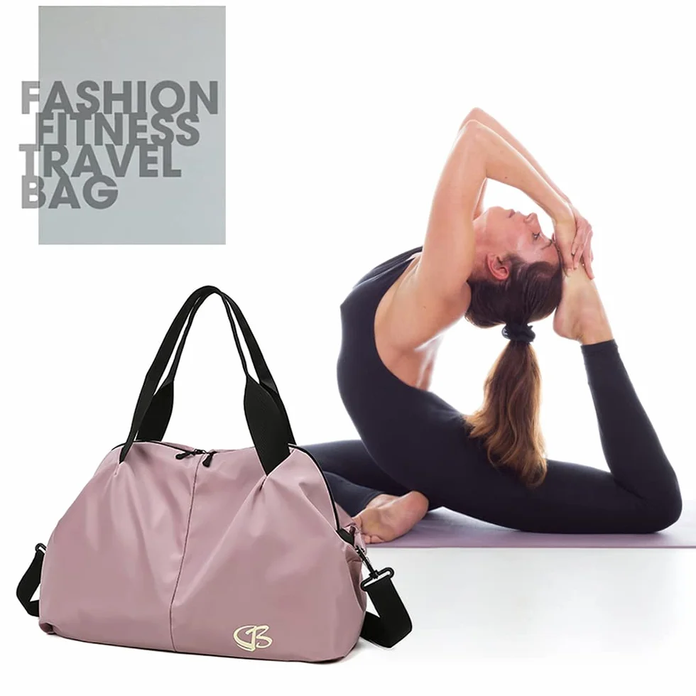 Bolsa Deporte Mujer Pequeña Impermeable con Bolsillo Húmedo, Mochila Gimnasio Viaje, Negro