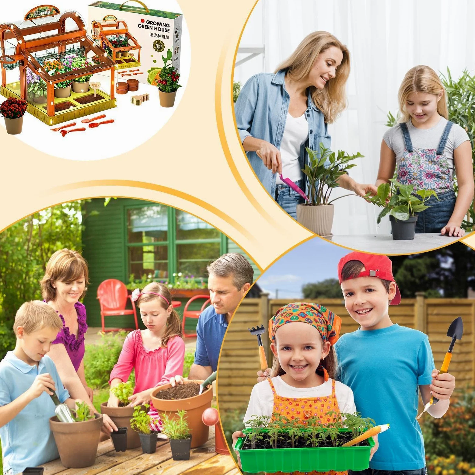 Kit de jardinería y cultivo en invernadero para niños, científico educativo | Kit jardinería para niños | Para Flores Verduras Interior Exterior Hogar Naturaleza