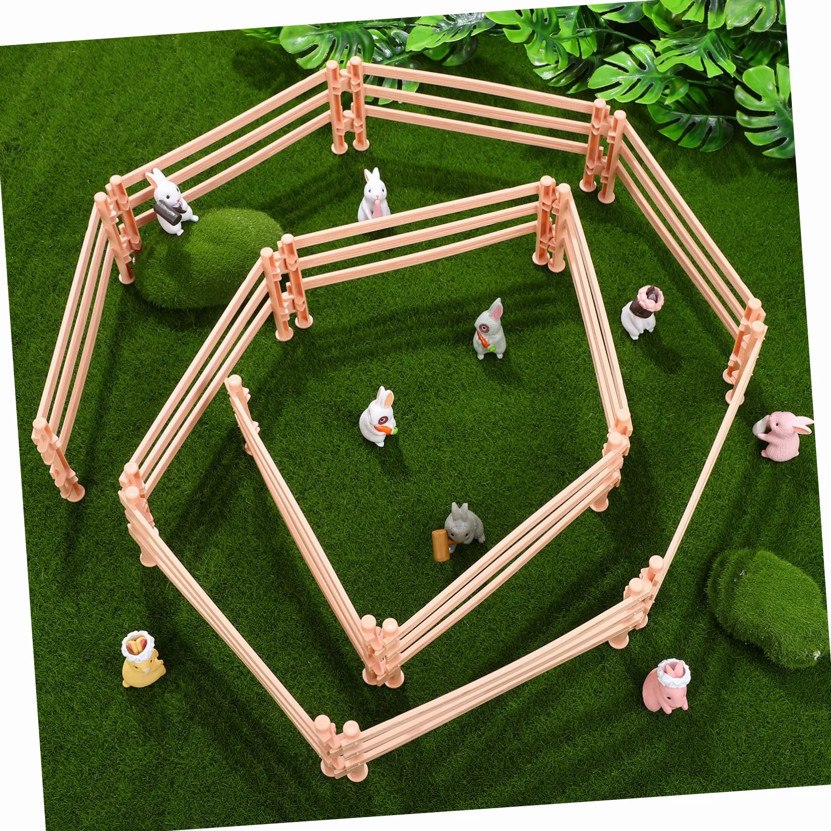 ibasenice Vallas De Juguete para Granja 50 Piezas Beige para Niños Set De Paneles Puntales para Establo y Figuras Animales Juego Creativo y Educativo