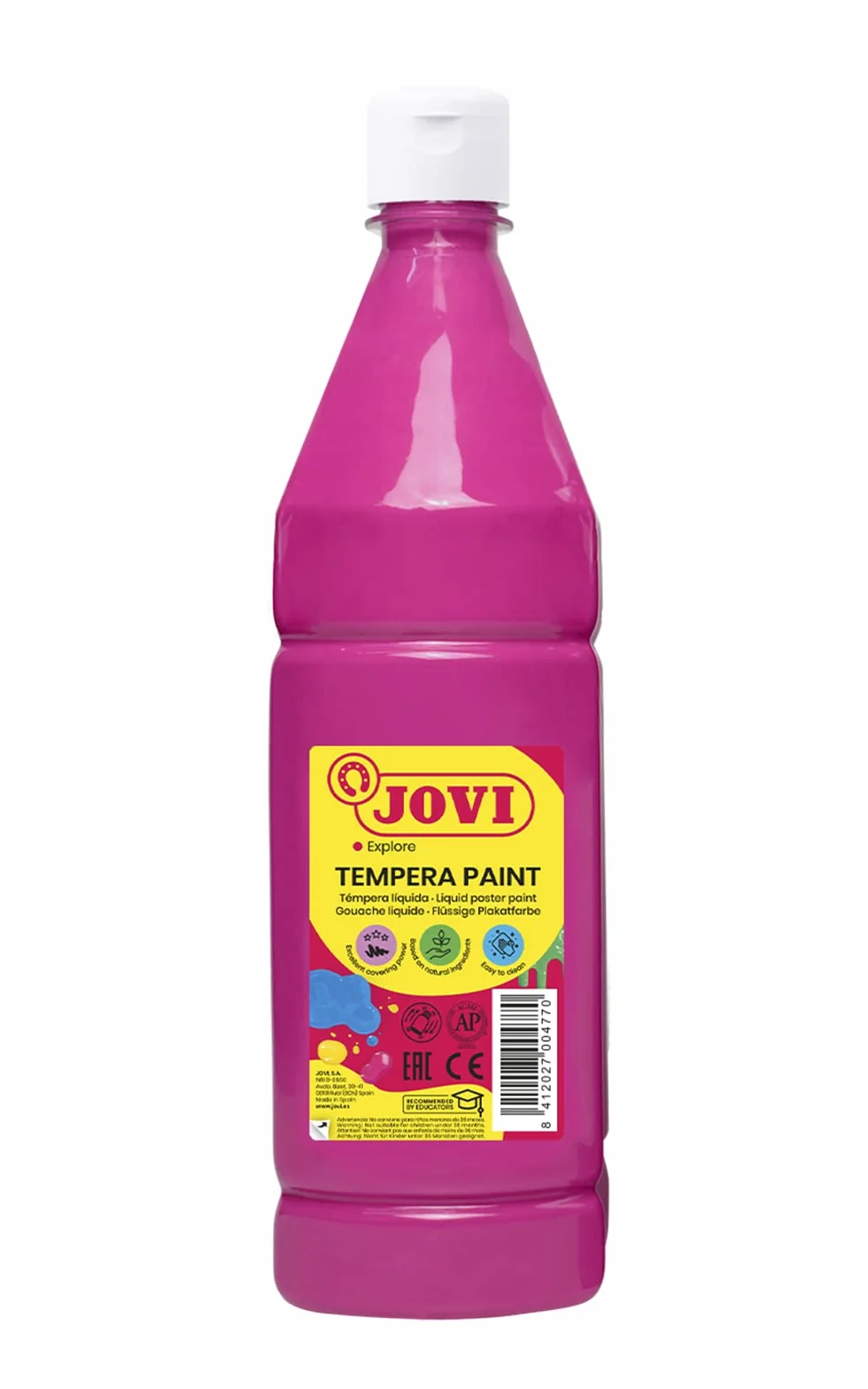 Jovi 511 - Témpera líquida, Magenta, 1000 ml | Pintura a base de ingredientes naturales, Fácil de lavar, Sin gluten