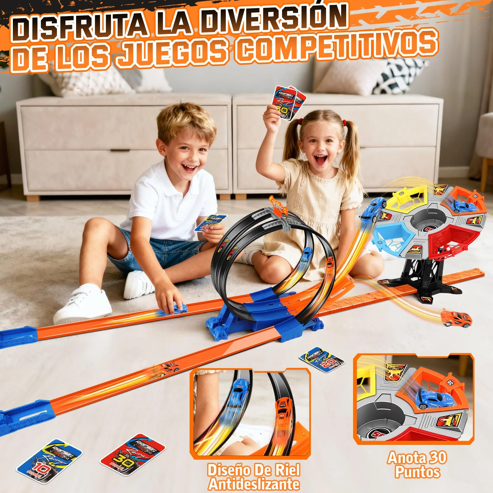 Charmofun Pista de Carreras, Circuito Coches Niños, Pista en Bucle de Coches, Juguete de Coche Regalo para Niños de 3, 4, 5, 6+ Años