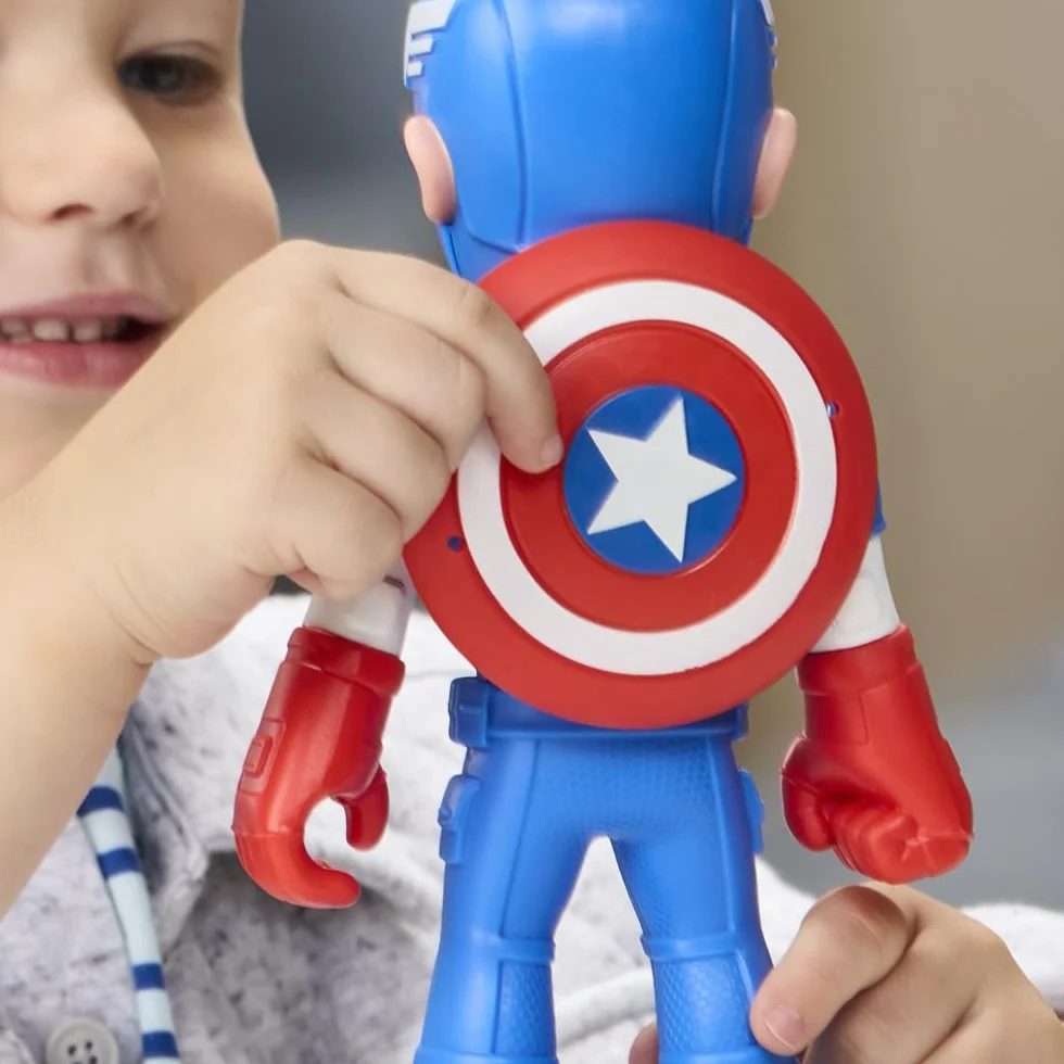 Marvel Spidey y Sus Sorprendentes Amigos Figura de Captain America: Steve Rogers con Accesorios 22,5 cm, Figura de Acción, Juguete de Superhéroe para Niños a Partir de 3 Años