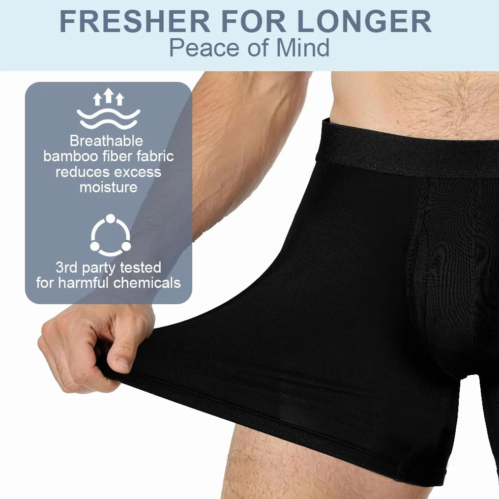 Calzoncillos Hombre Boxer Deportivos Pack 3 95% Fibra de Bambú 5% Elastano Ropa Interior Extra Larga
