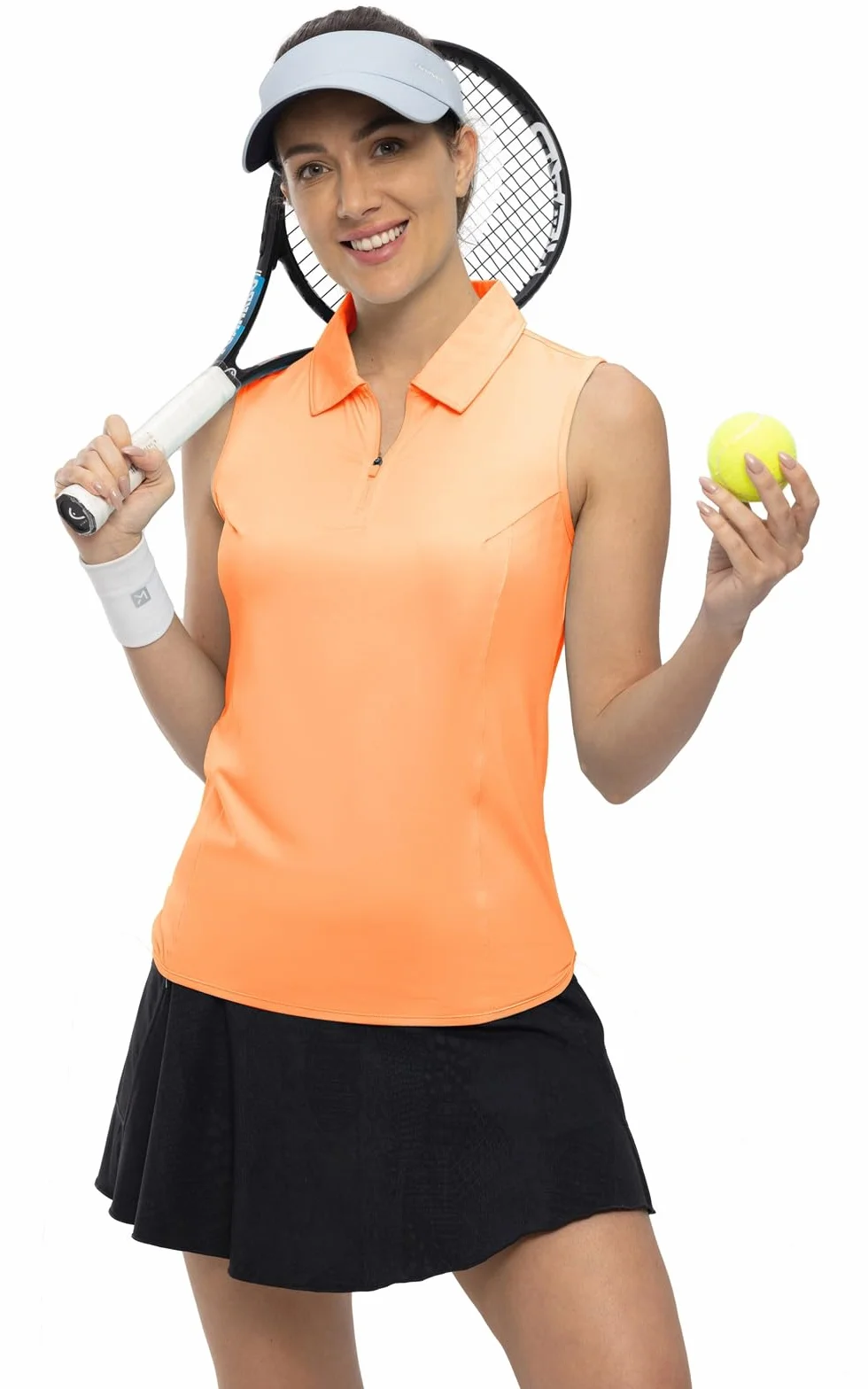 Polo deportivo mujer sin mangas transpirable cremallera 1/4 secado rápido golf tenis
