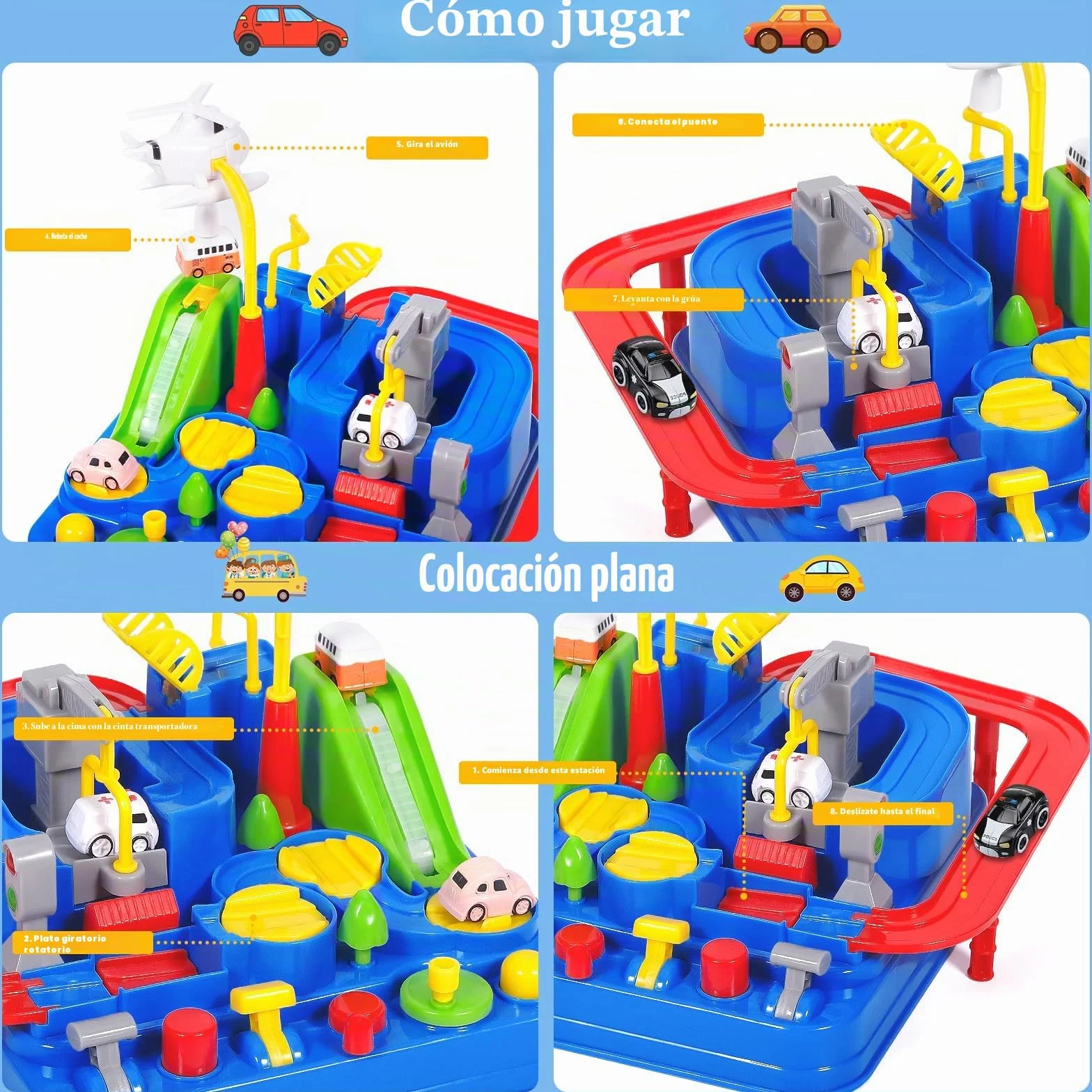 Pista de Coches Juguetes para Niños 3 Años, Circuito de Coches Juguete-s de Aventura Garaje Coche Juguete, Juguetes de Aventura Circuito, Juguete Educativo para Niños 3-6 Años Regalos
