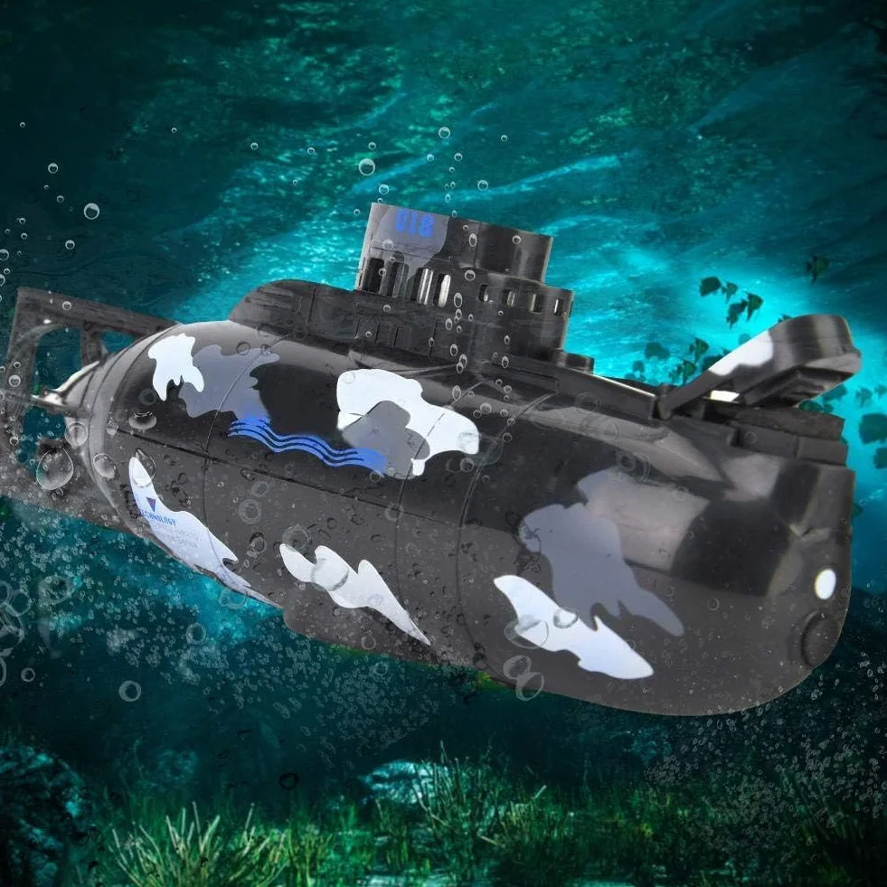 Submarino Control Remoto, Juguete Militar Mini Simulación para Niños Mayores de 8 Anos - Submarino RC 6 Canales, Ideal para Educación Stem, Regalos y Juegos al Aire (Negro)