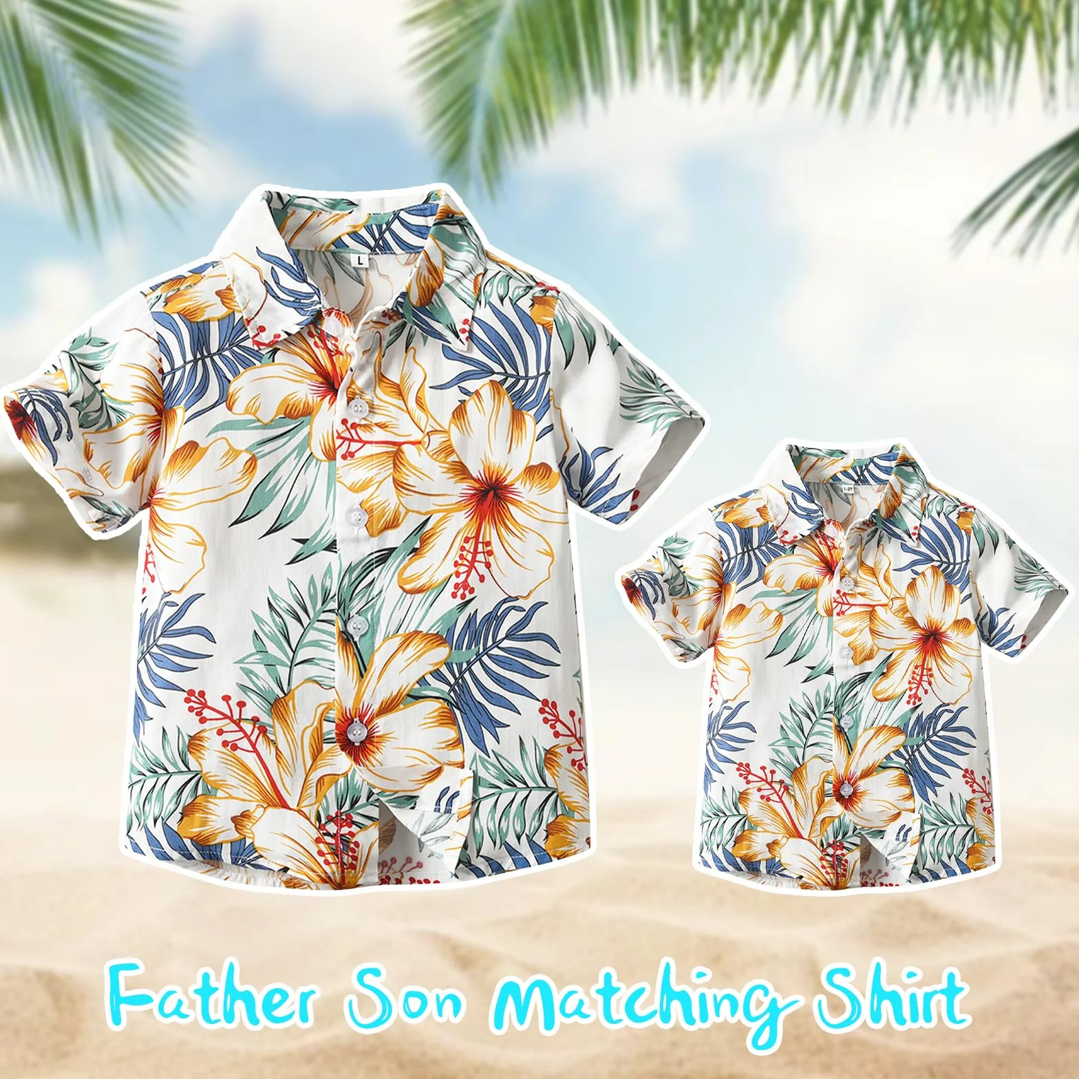 Winmany Padre Hijo Camisas Hawaianas a Juego Hombre Niños Floral Traje Playa Familia Vacaciones Verano Tops Manga Corta