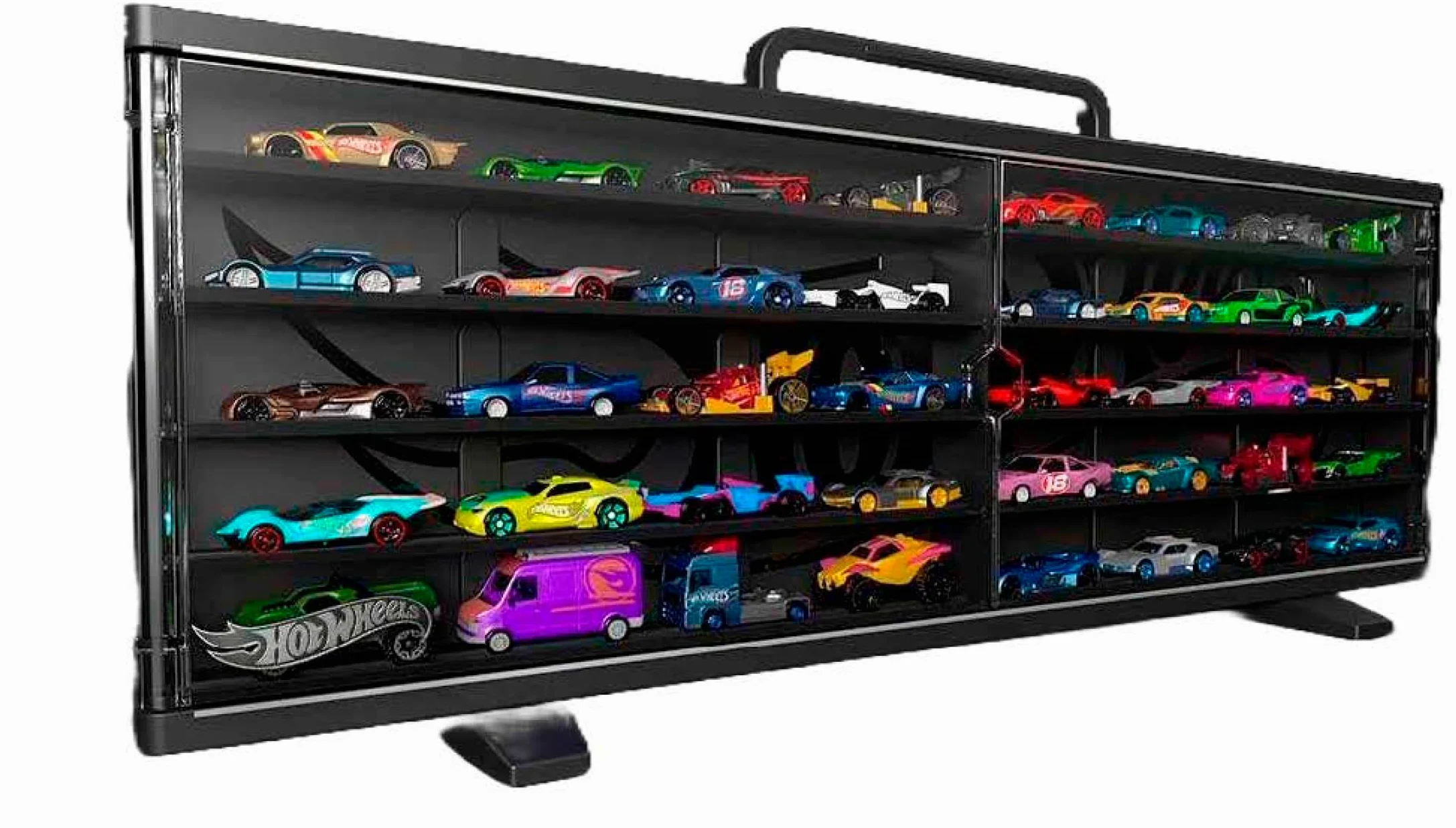 Cefa Toys Maletín coleccionista Hot Wheels, Modular, Espacio para 40 Coches en baldas o 30 en Foam o Blister Original, opción asa para Transporte o Colgar en Pared. Fans y coleccionistas Adultos.
