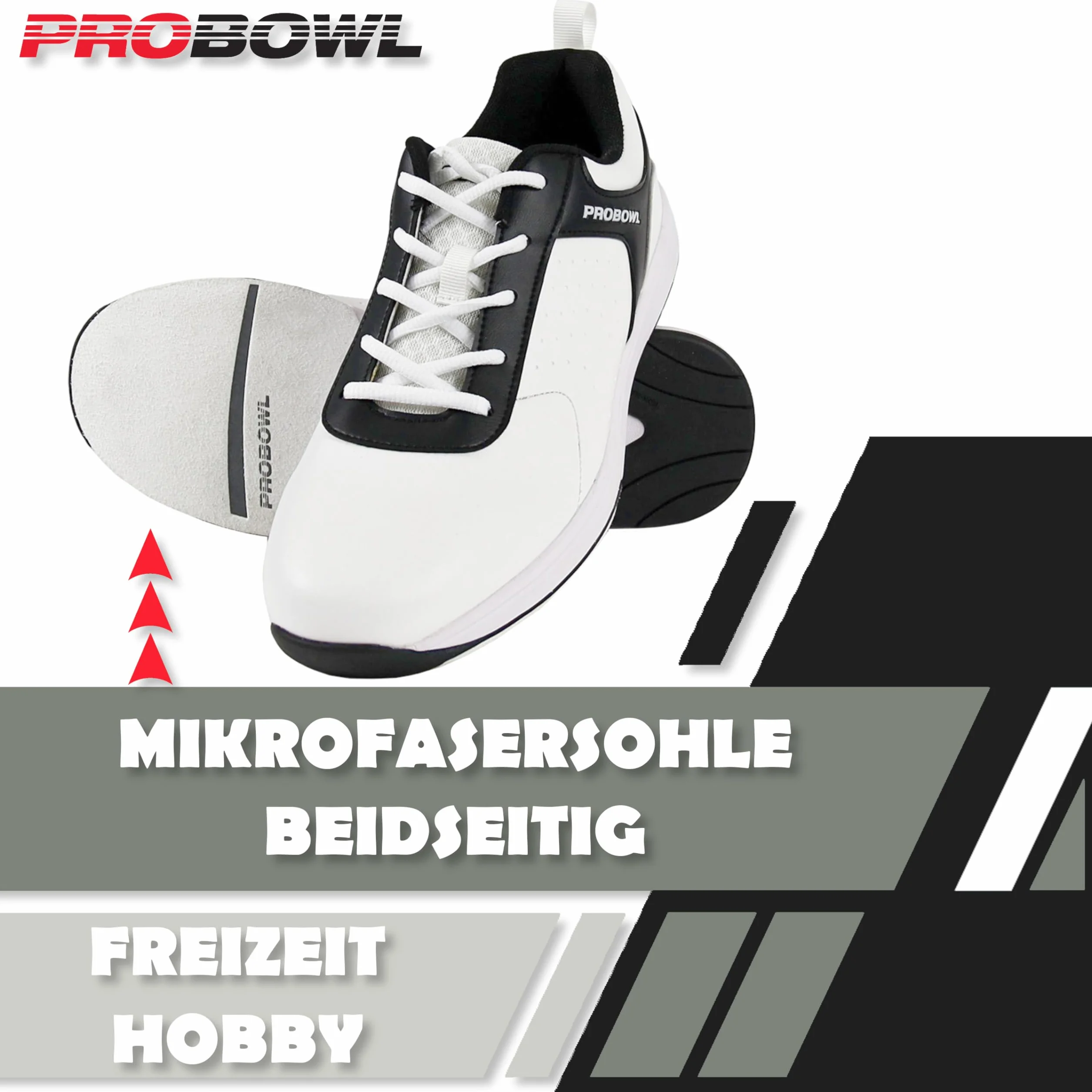EMAX Zapatos de bolos Hombre Pro Bowl Blanco Negro
